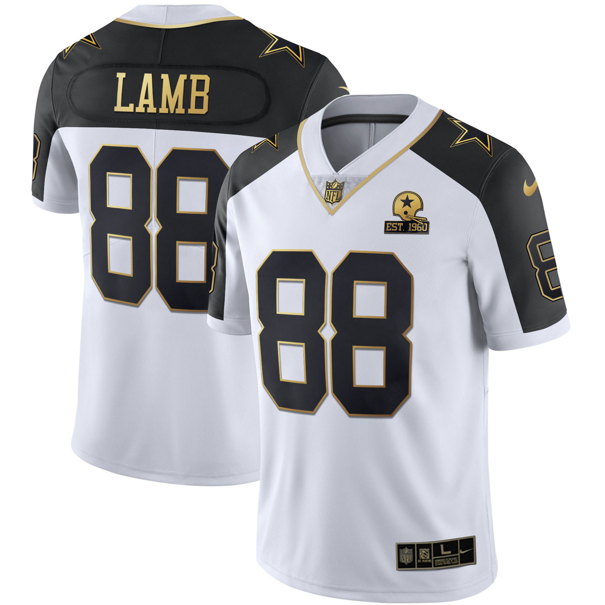 CeeDee Lamb Men's Dallas Cowboys Alternate Vapor Black Gold & Navy Gold Limited - All Stitched Black Inverted Jersey - All Stitched