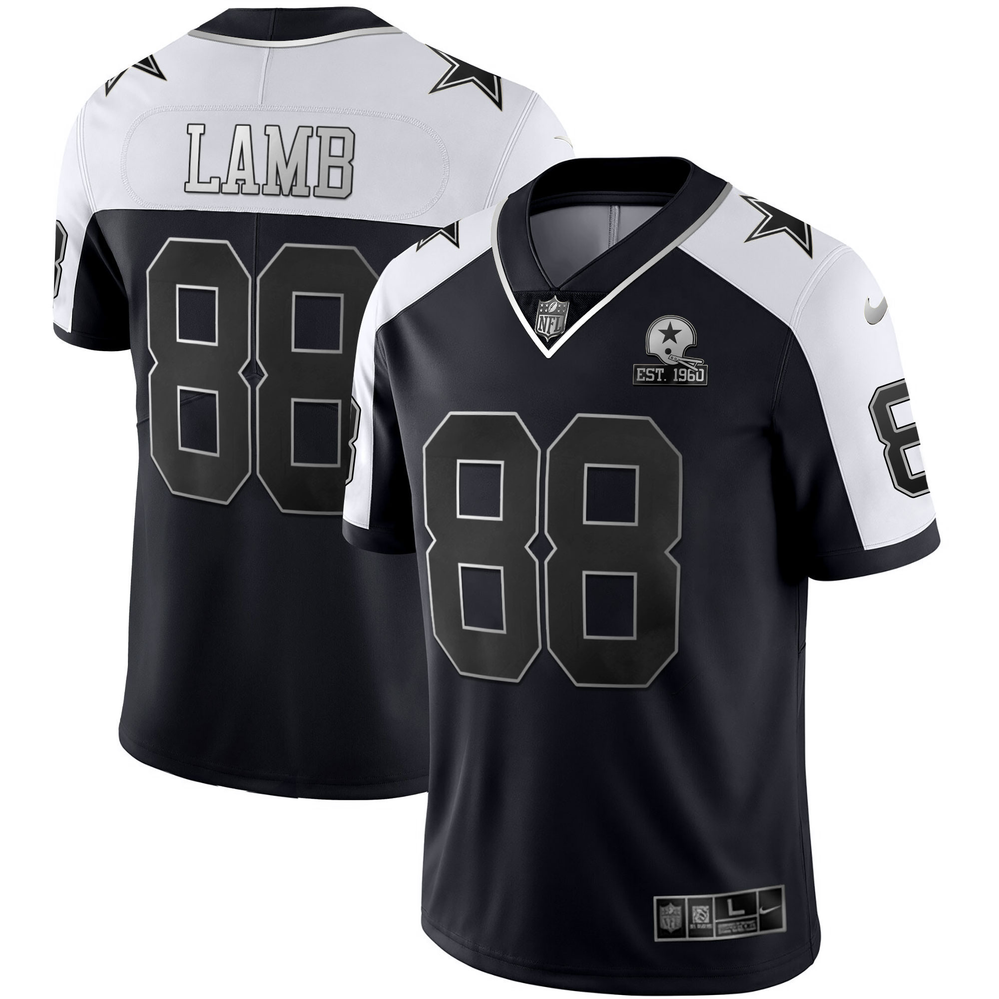 CeeDee Lamb Men's Dallas Cowboys Alternate Vapor Black Gold & Navy Gold Limited - All Stitched Black Silver Jersey - All Stitched