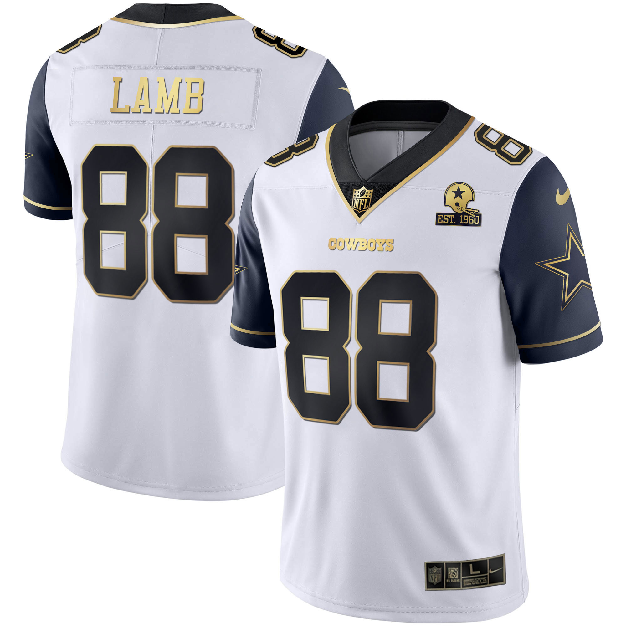 CeeDee Lamb Men's Dallas Cowboys Alternate Vapor Black Gold & Navy Gold Limited - All Stitched Navy Color Rush Jersey - All Stitched