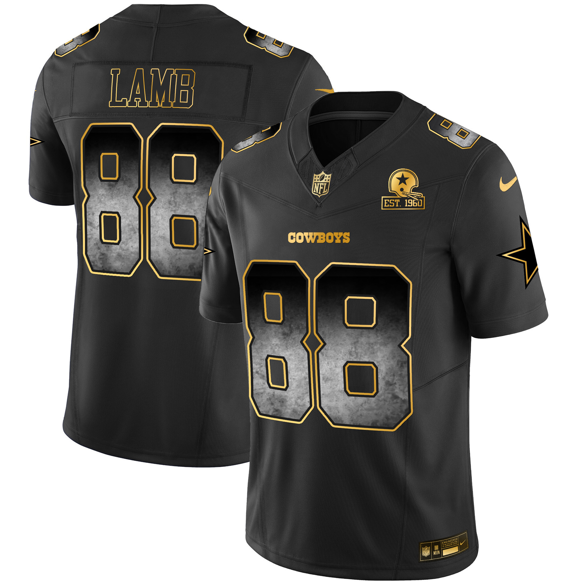 CeeDee Lamb Men's Dallas Cowboys Arch Smoke Vapor Black Jersey - All Stitched