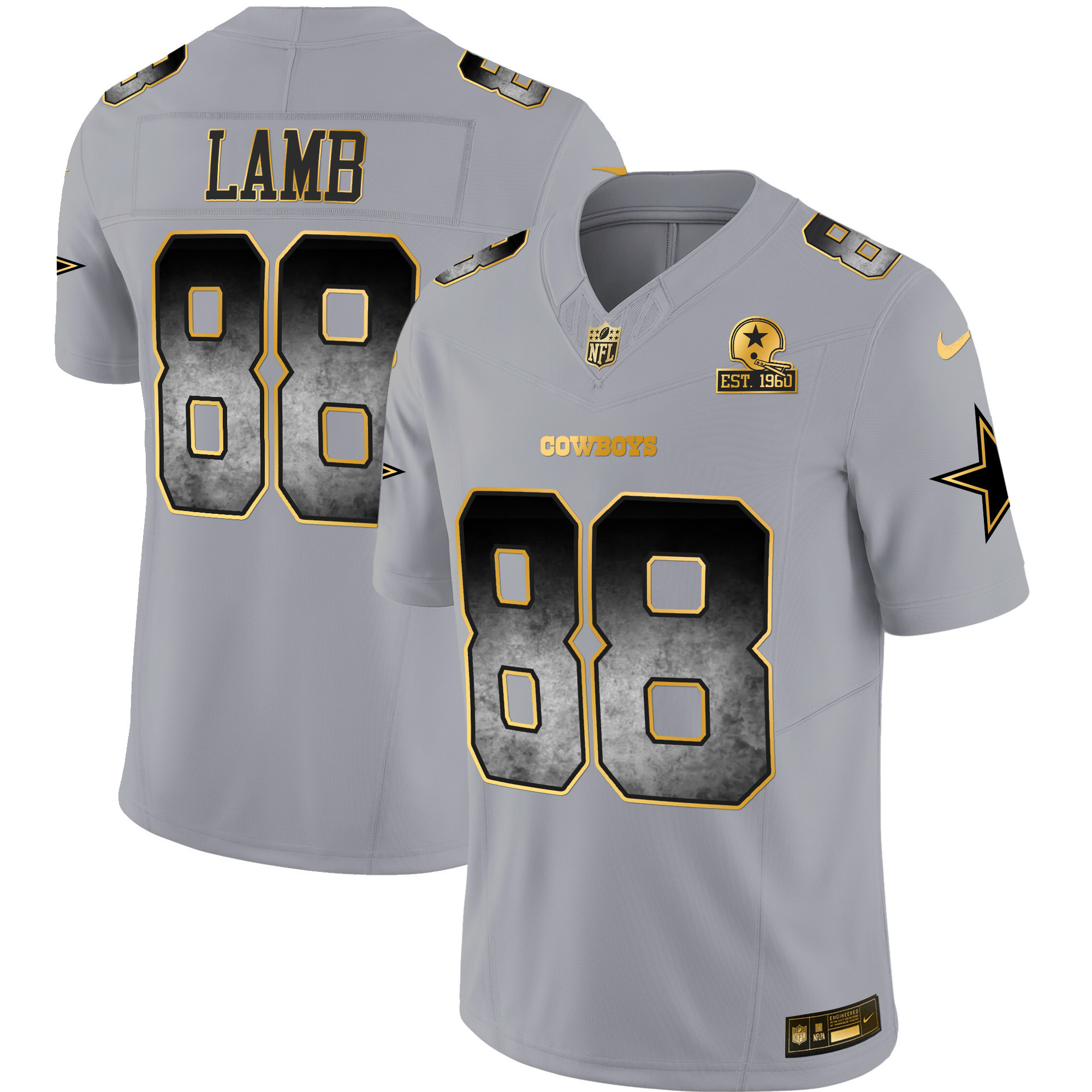 CeeDee Lamb Men's Dallas Cowboys Arch Smoke Vapor Gray Jersey - All Stitched
