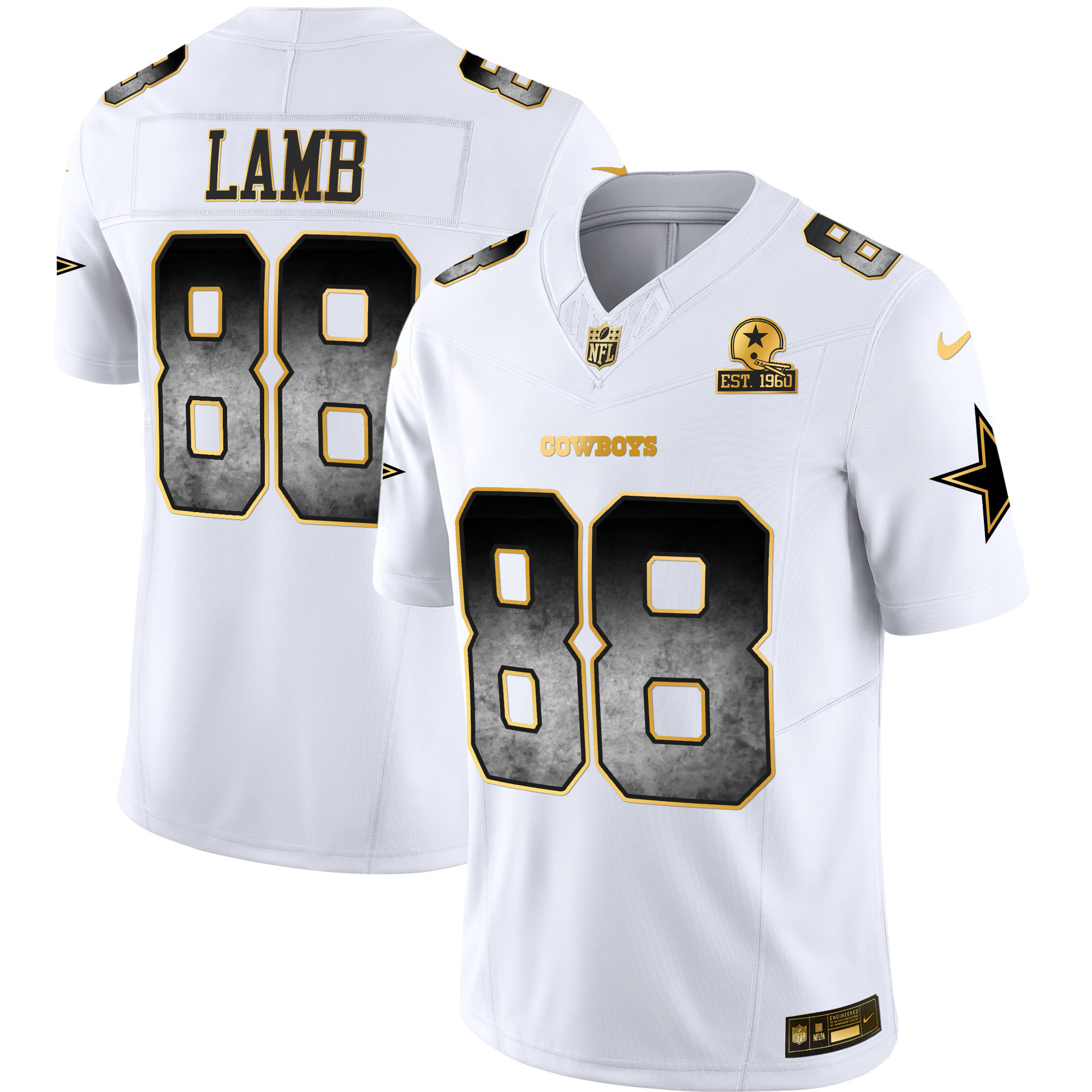 CeeDee Lamb Men's Dallas Cowboys Arch Smoke Vapor White Jersey - All Stitched