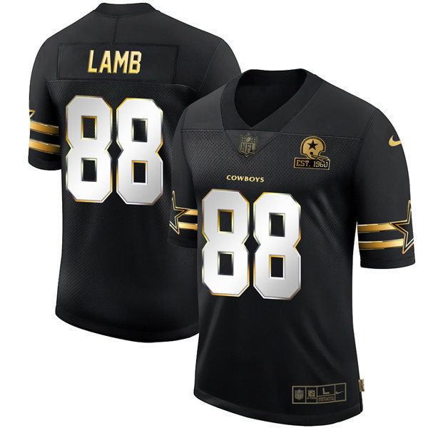 CeeDee Lamb Men's Dallas Cowboys Black Gold Collection - All Stitched Vapor Jersey - All Stitched