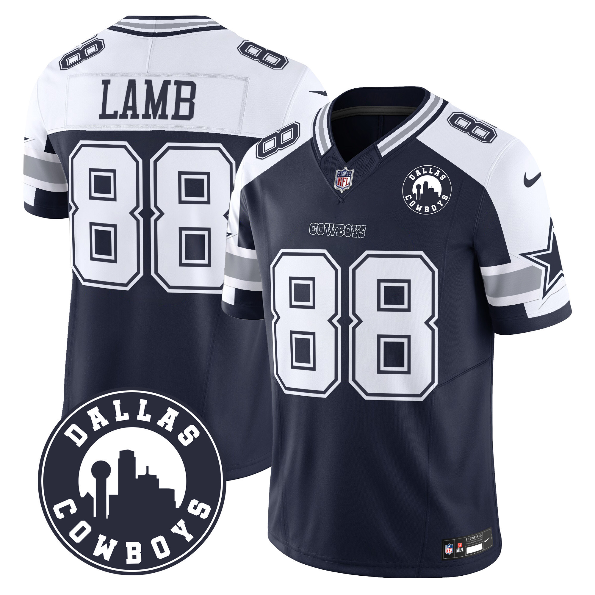 CeeDee Lamb Men's Dallas Cowboys "Dallas City" Patch Vapor Limited Alternate Jersey - All Stitched