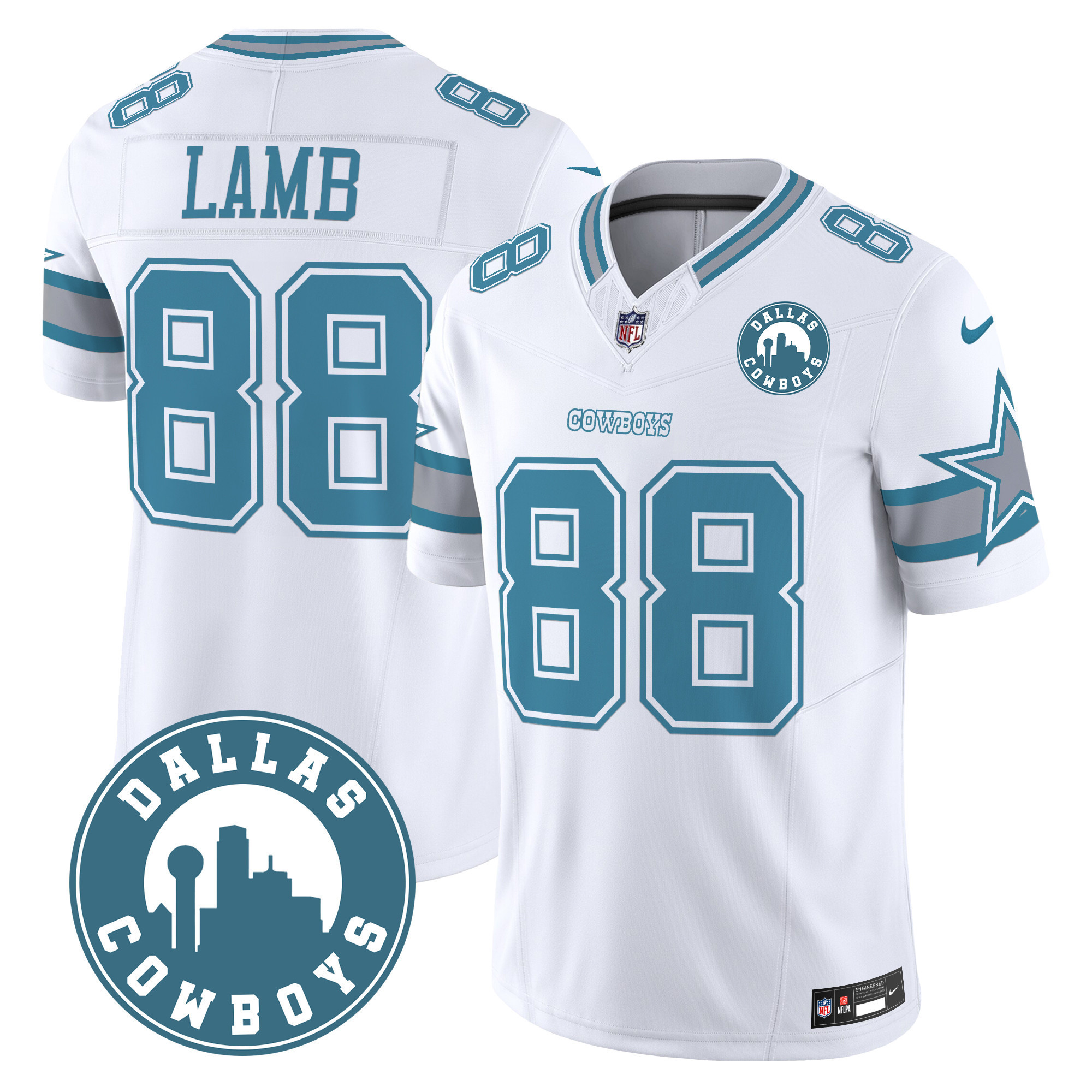 CeeDee Lamb Men's Dallas Cowboys "Dallas City" Patch Vapor Limited Heritage Jersey - All Stitched