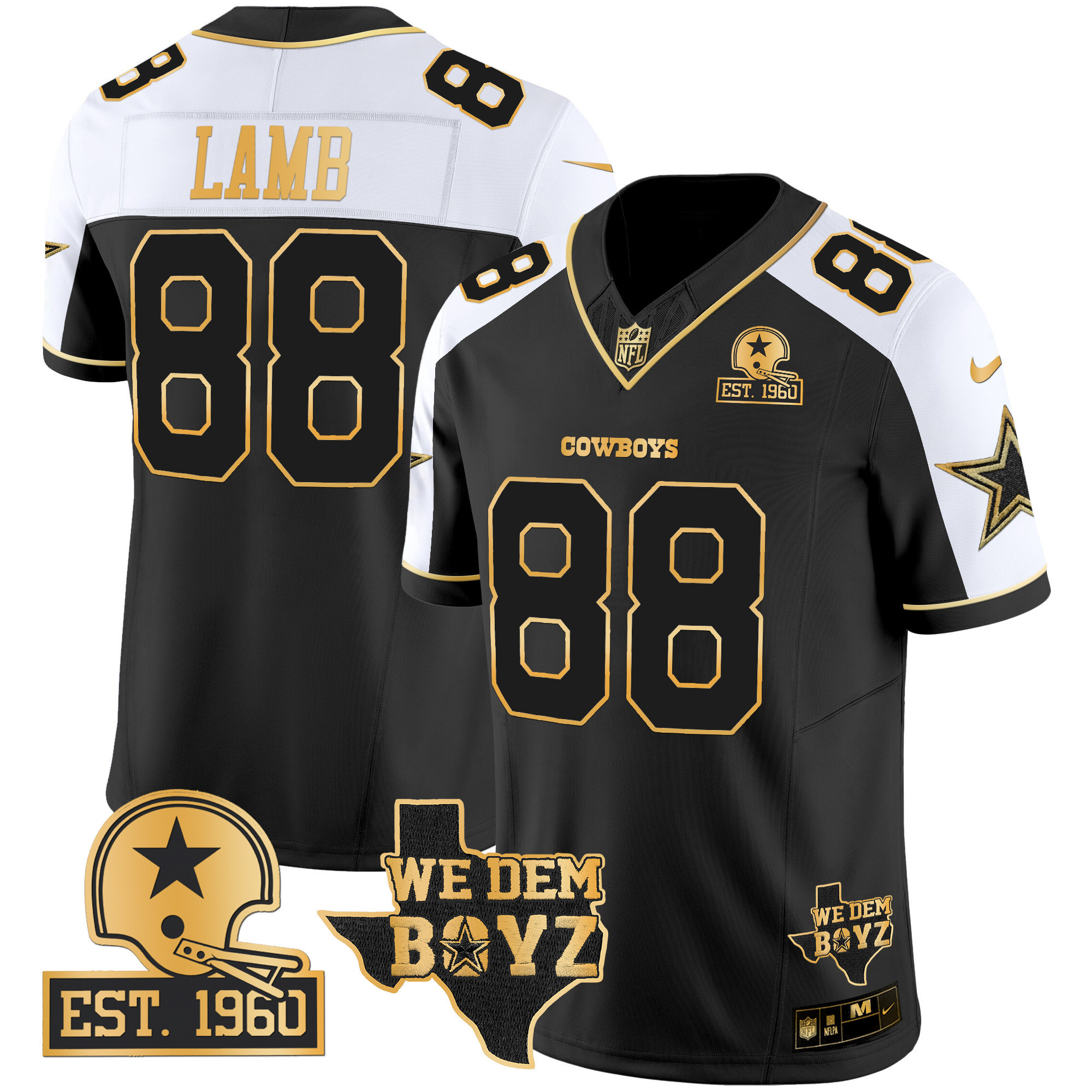 CeeDee Lamb Men's Dallas Cowboys Est. 1960 & We Dem Boyz Patch Gold Vapor Limited Alternate Jersey - All Stitched