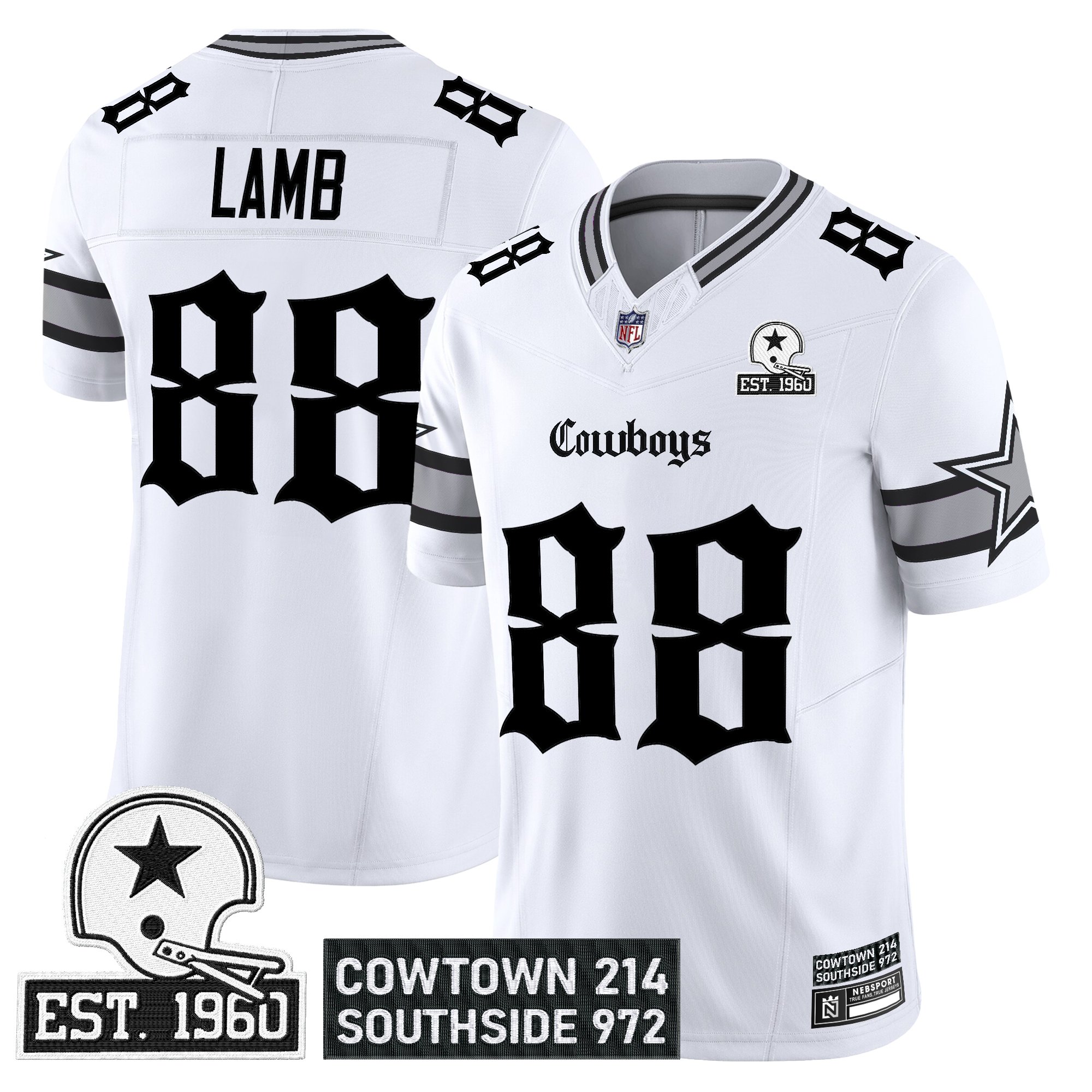 CeeDee Lamb Men's Dallas Cowboys 'Gothic Lone Star Edition' Vapor Limited White Jersey - All Stitched
