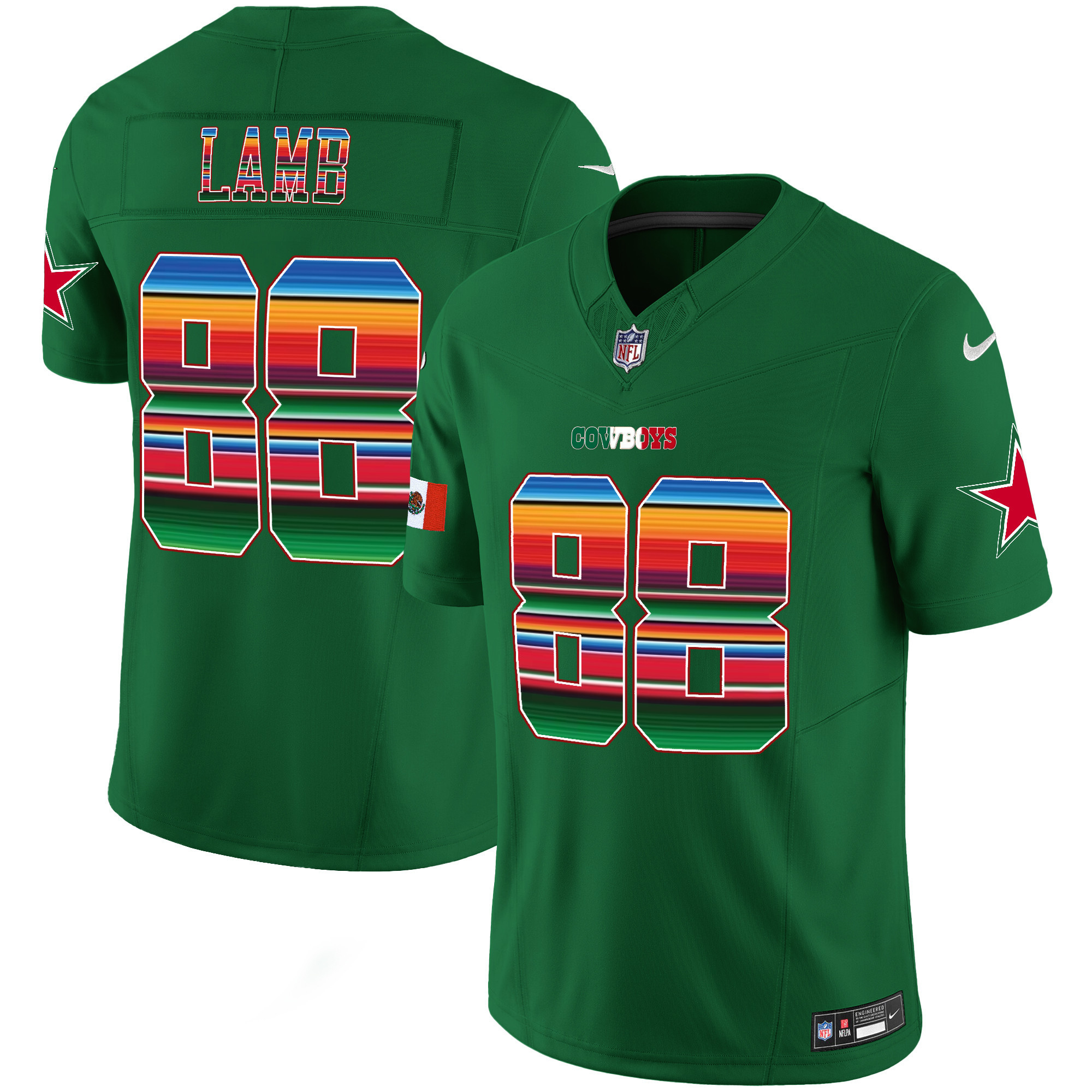 CeeDee Lamb Men's Dallas Cowboys Mexico Vapor Limited Green Jersey - All Stitched