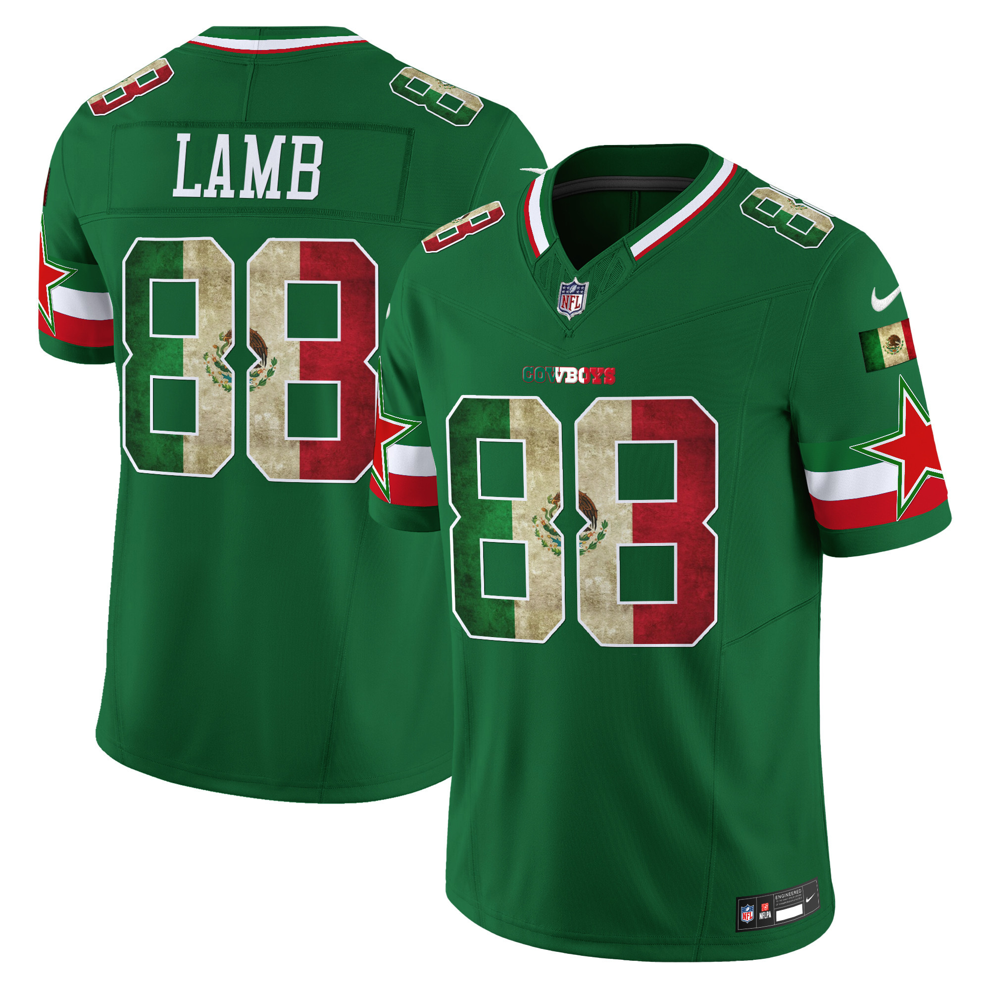 CeeDee Lamb Men's Dallas Cowboys Mexico Vapor Limited Green Jersey - All Stitched