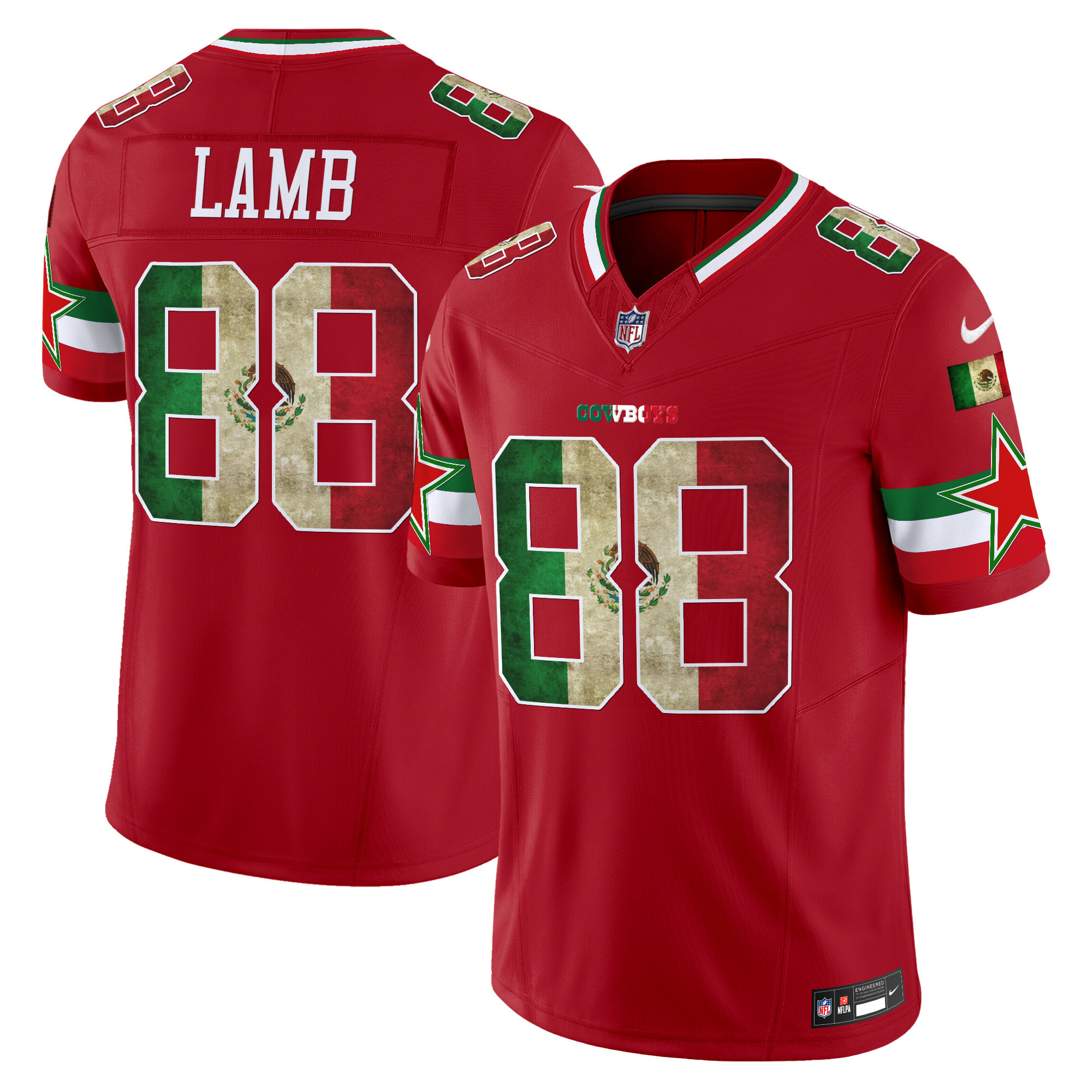 CeeDee Lamb Men's Dallas Cowboys Mexico Vapor Limited Red Jersey - All Stitched