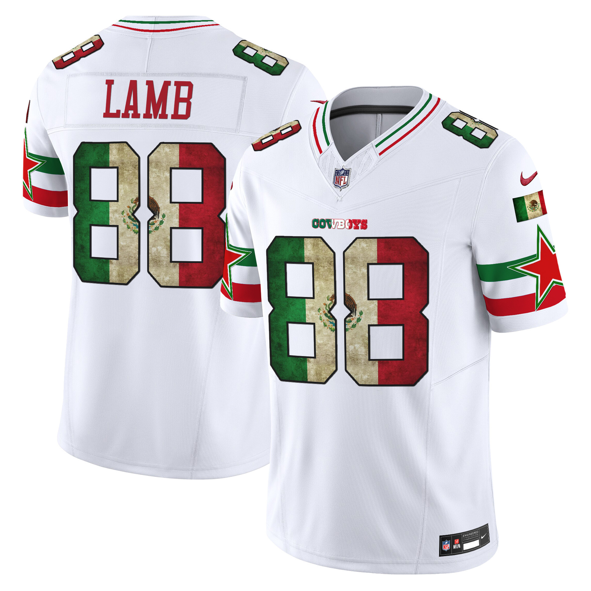 CeeDee Lamb Men's Dallas Cowboys Mexico Vapor Limited White Jersey - All Stitched