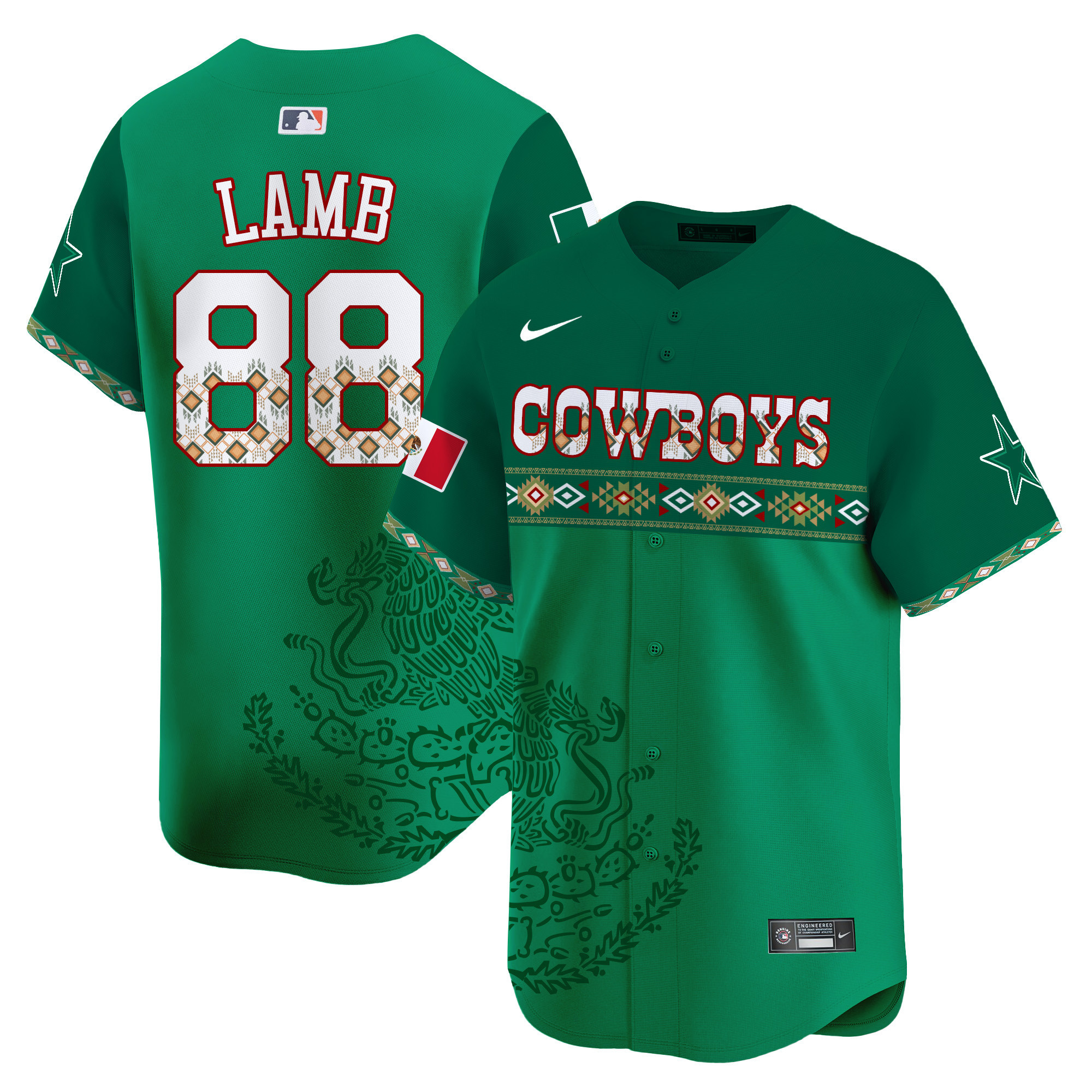 CeeDee Lamb Men's Dallas Cowboys Mexico Vapor Premier Limited Jersey - Printed Green Jersey - All Stitched