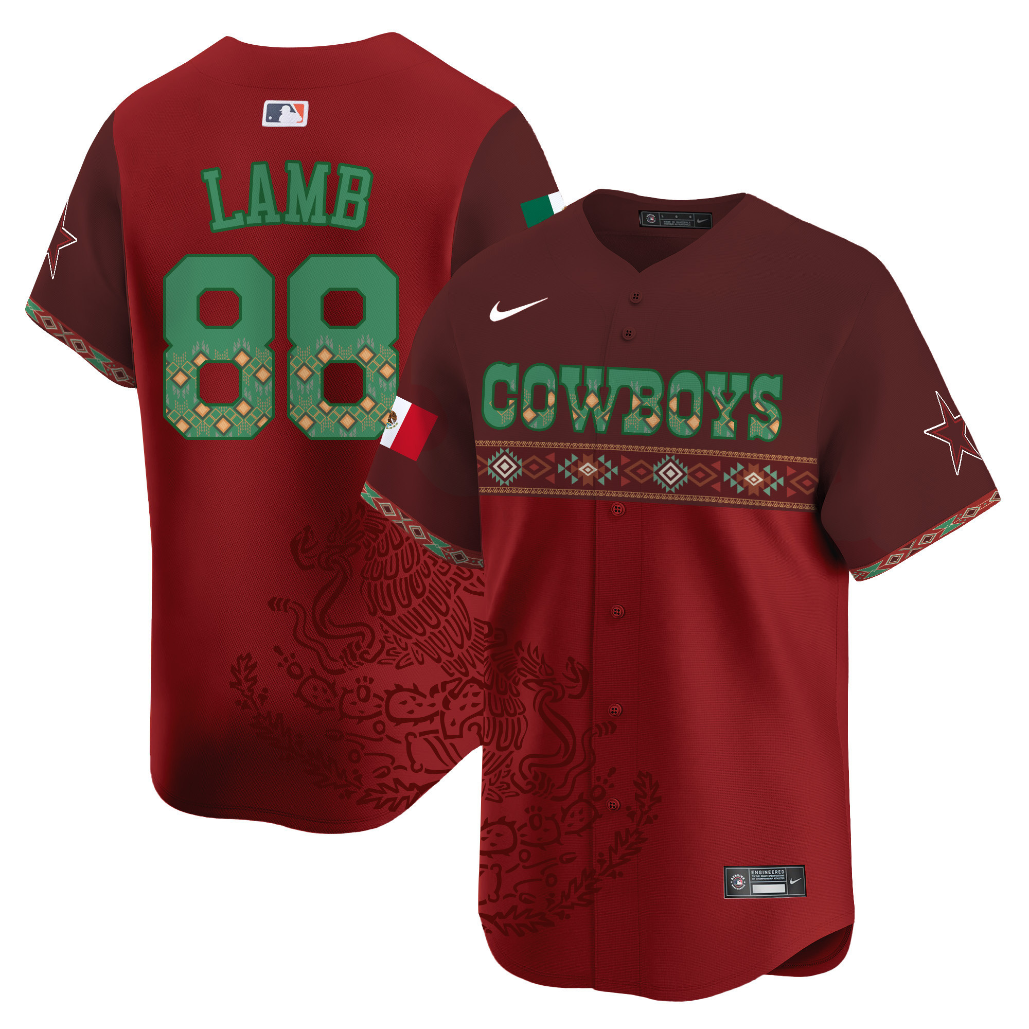 CeeDee Lamb Men's Dallas Cowboys Mexico Vapor Premier Limited Jersey - Printed Red Jersey - All Stitched