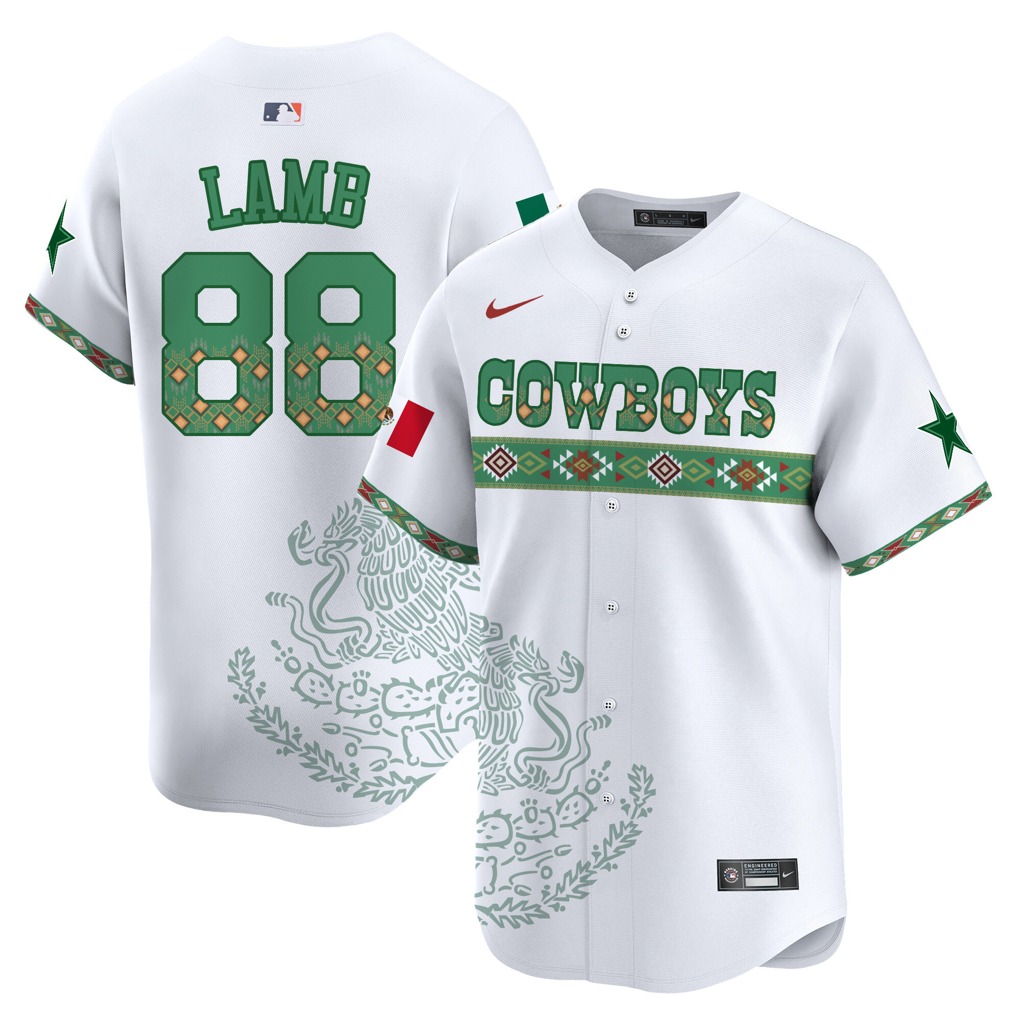 CeeDee Lamb Men's Dallas Cowboys Mexico Vapor Premier Limited Jersey - Printed White Jersey - All Stitched