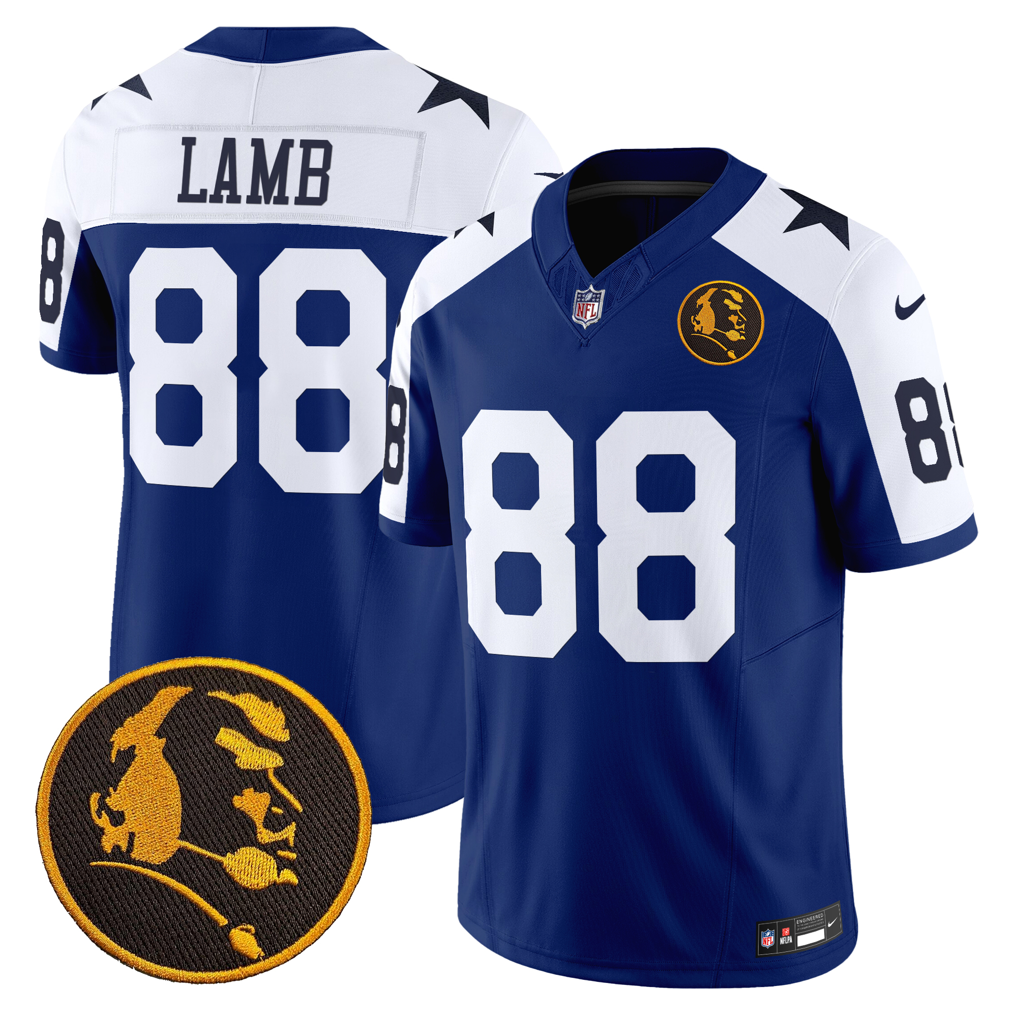 CeeDee Lamb Men's Dallas Cowboys Texas & John Madden Patch Vapor Limited Royal Alternate Jersey - All Stitched