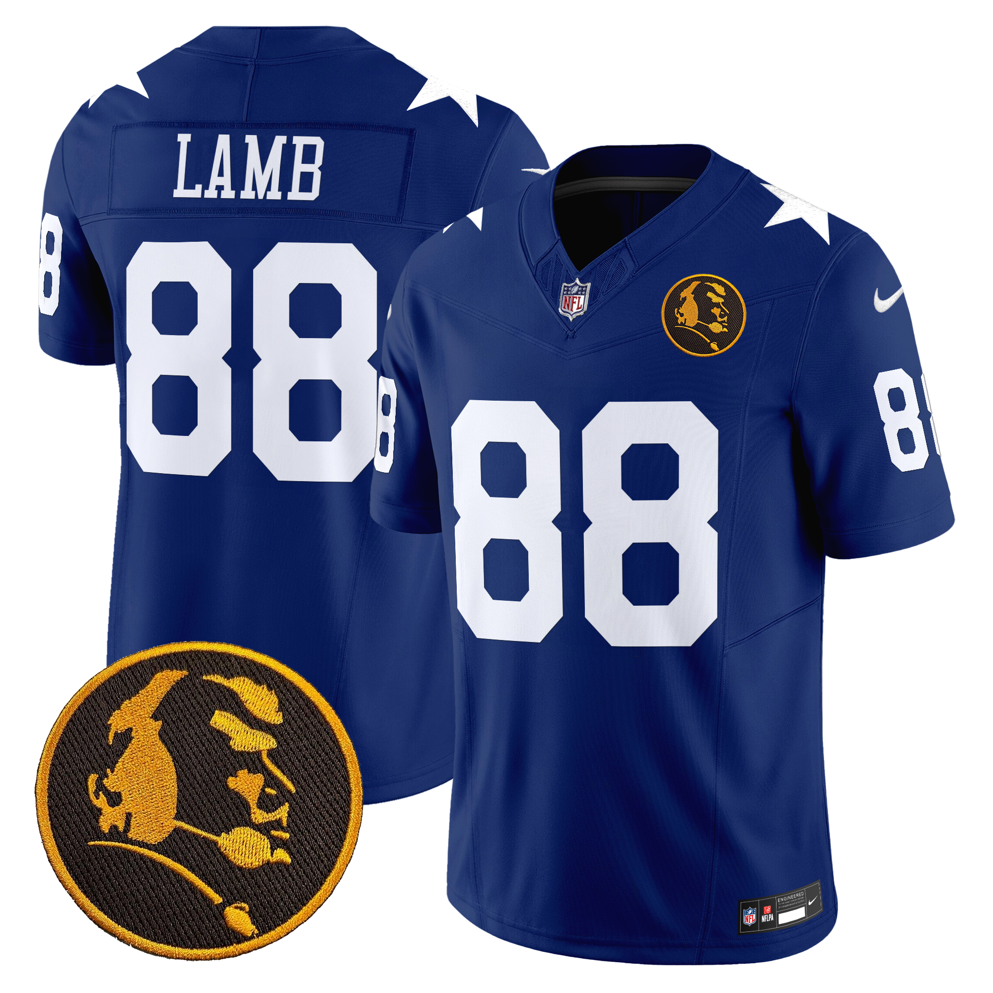 CeeDee Lamb Men's Dallas Cowboys Texas & John Madden Patch Vapor Limited Royal Jersey - All Stitched