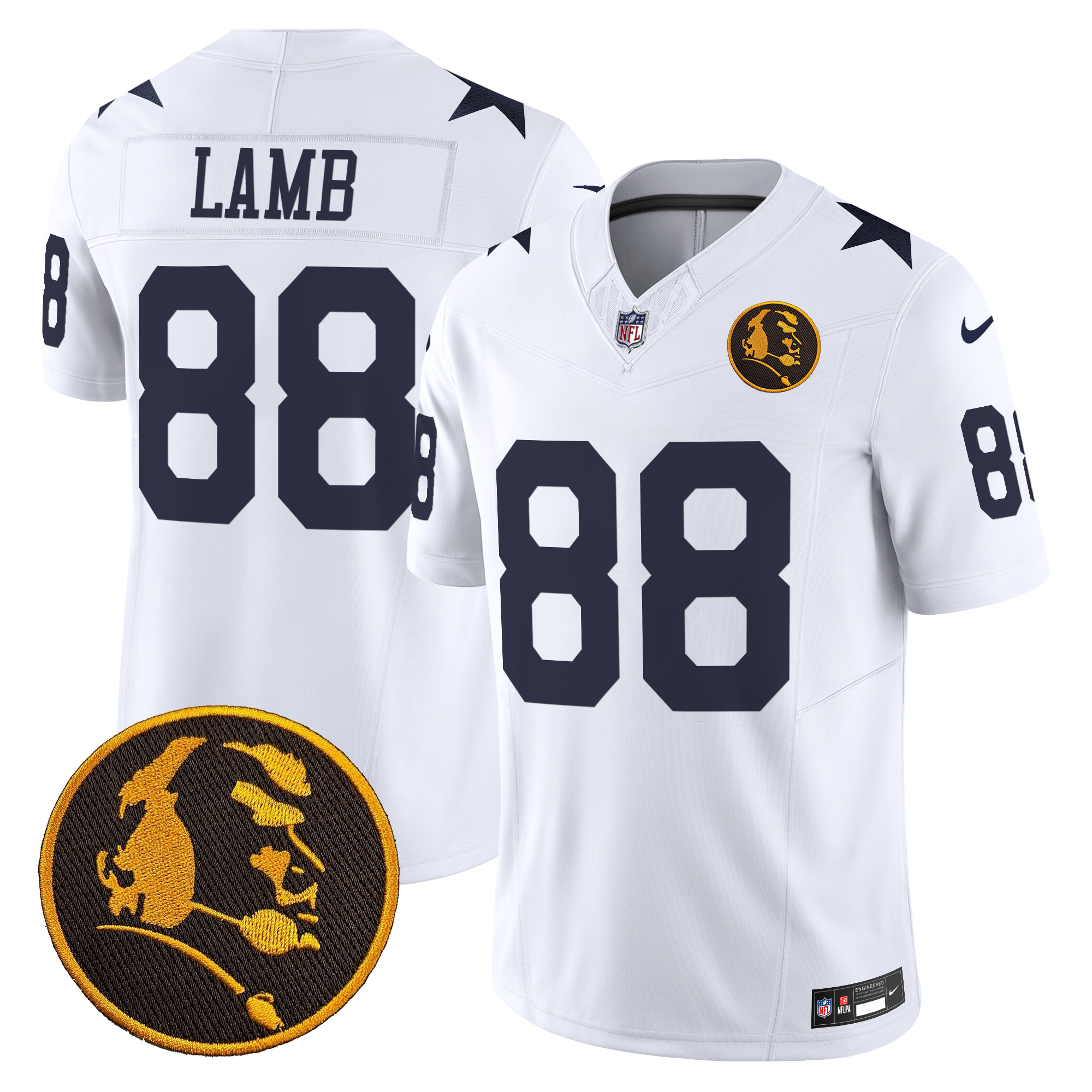 CeeDee Lamb Men's Dallas Cowboys Texas & John Madden Patch Vapor Limited White Jersey - All Stitched