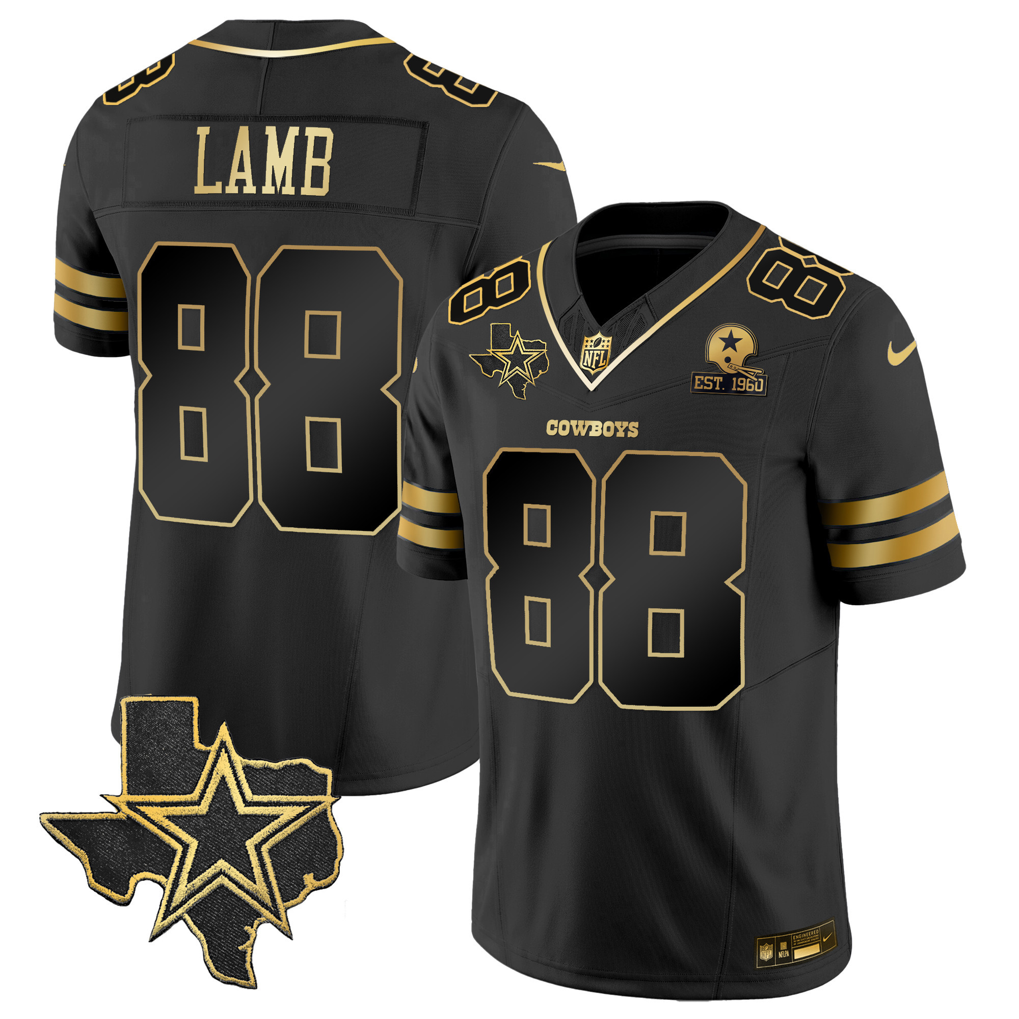 CeeDee Lamb Men's Dallas Cowboys Vapor Gold Black Gold Jersey - All Stitched
