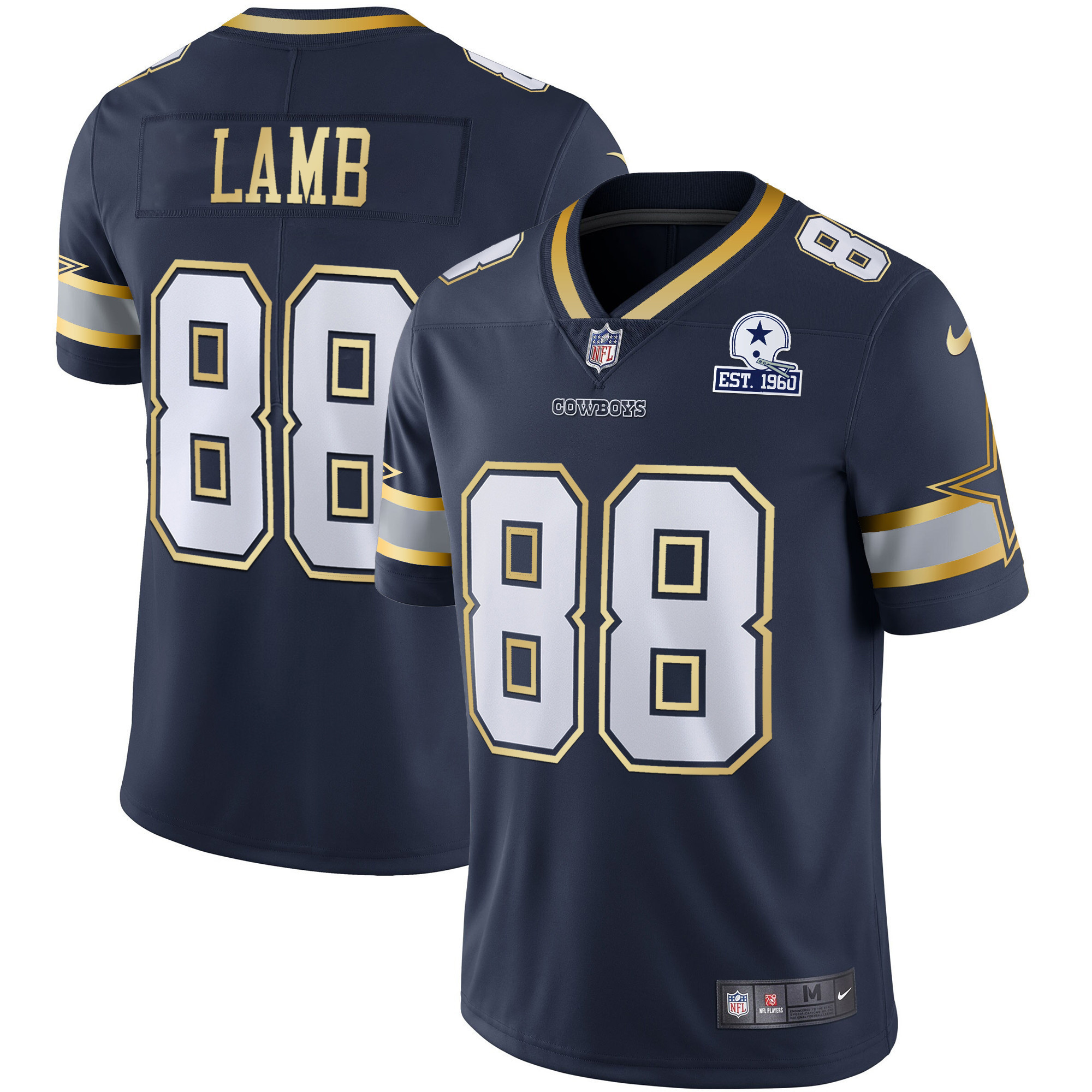 CeeDee Lamb Men's Dallas Cowboys Vapor Gold Navy Gold Jersey - All Stitched