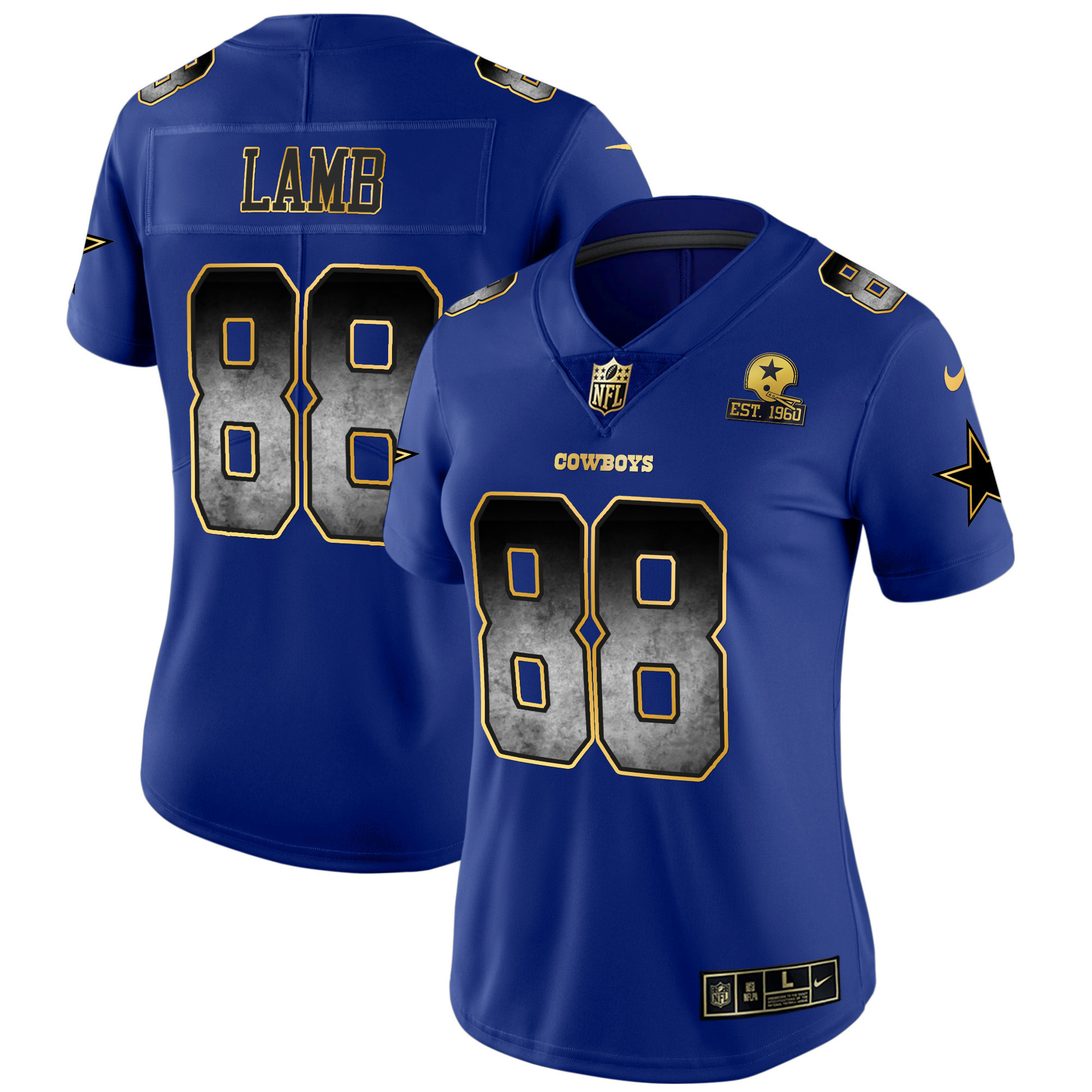 CeeDee Lamb Women's Dallas Cowboys Arch Smoke Vapor Royal Jersey - All Stitched