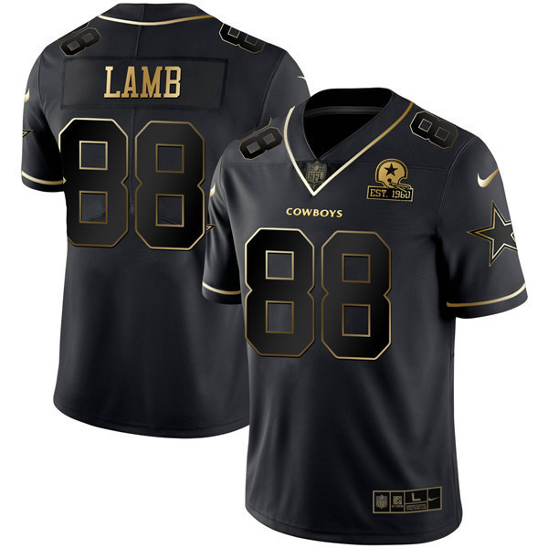 CeeDee Lamb Women's Dallas Cowboys Gold & Split Vapor Est 1960 Patch - All Stitched Black Gold Jersey - All Stitched