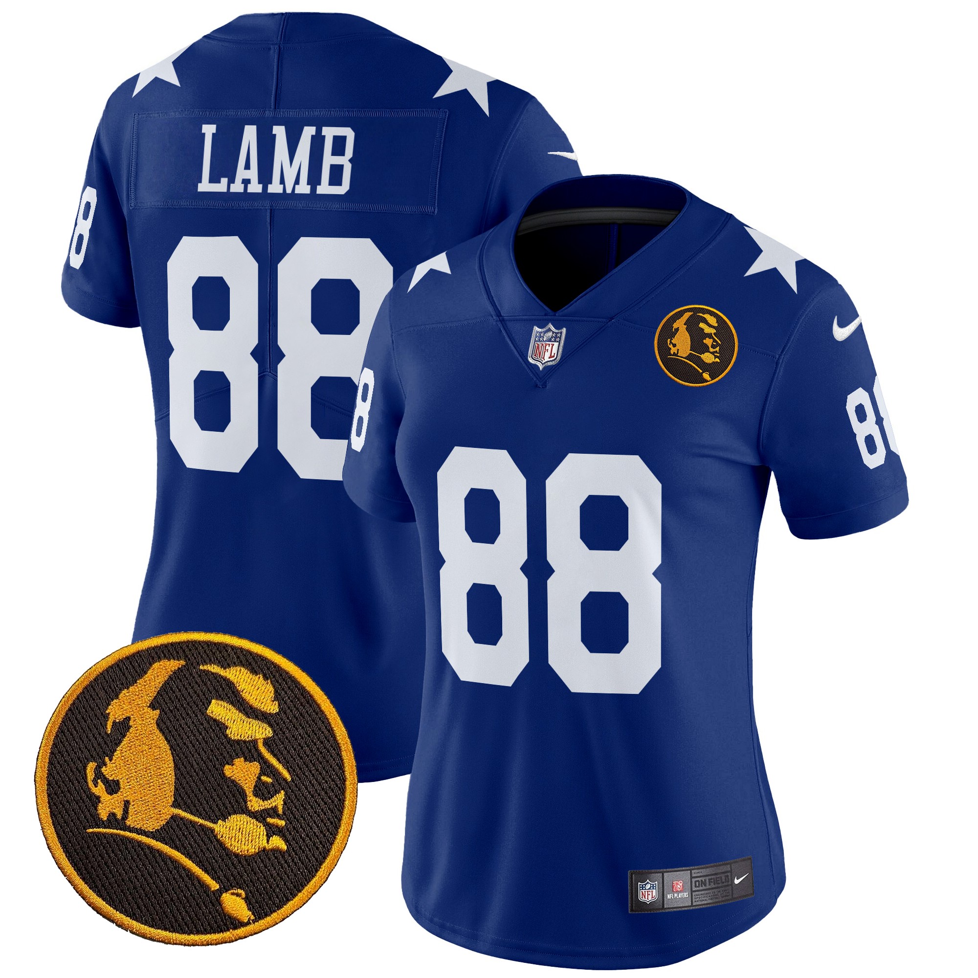 CeeDee Lamb Women's Dallas Cowboys Texas & John Madden Patch Vapor Limited Royal Jersey - All Stitched