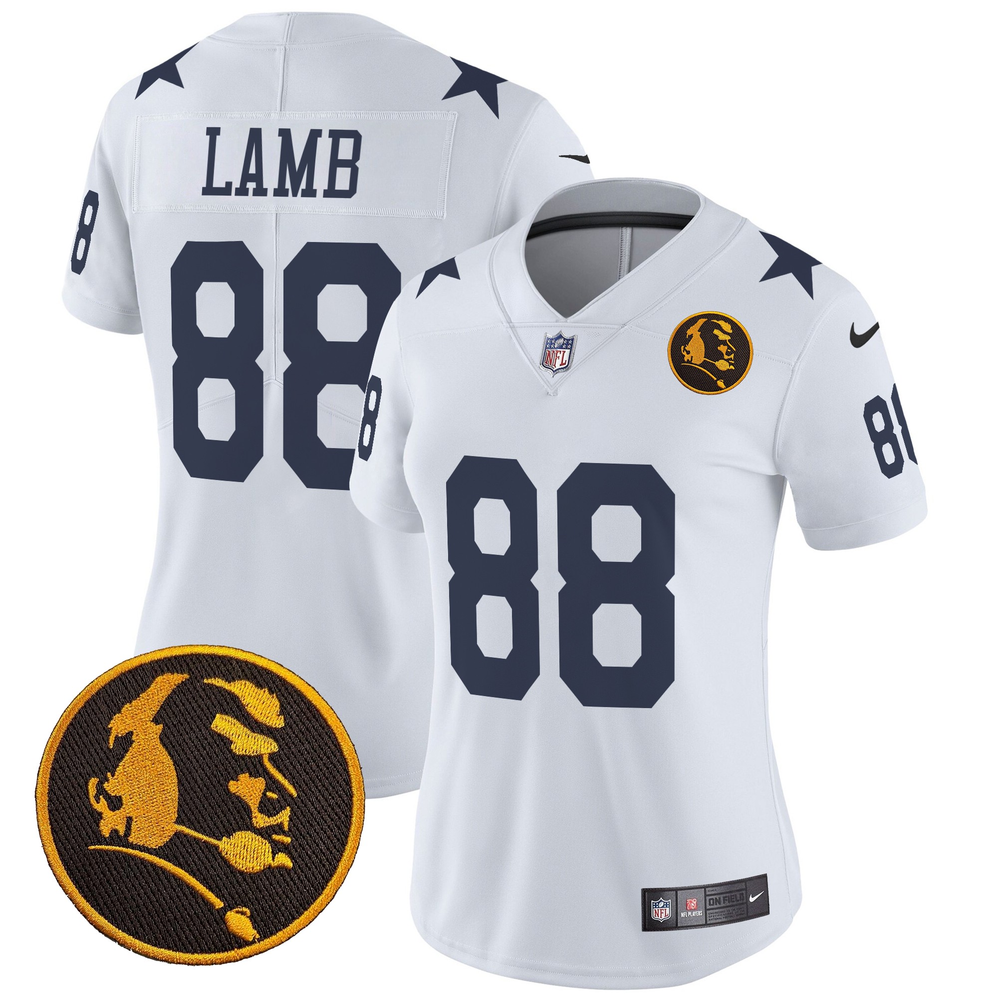 CeeDee Lamb Women's Dallas Cowboys Texas & John Madden Patch Vapor Limited White Jersey - All Stitched