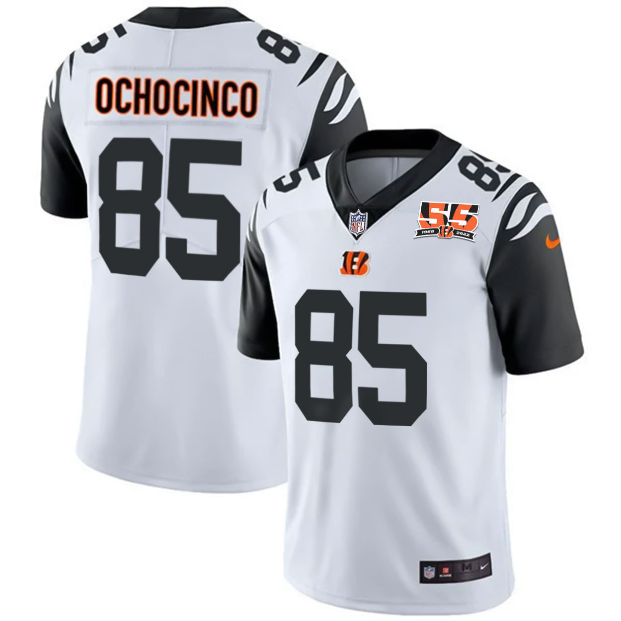 Chad Johnson Men's Cincinnati Bengals 55th 1968 - 2022 Anniversary Patch Player Vapor Limited Color Rush Jersey - All Stitched