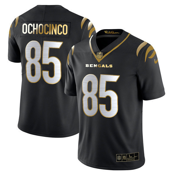 Chad Johnson Men's Cincinnati Bengals Player Vapor Limited Black Gold Jersey - All Stitched
