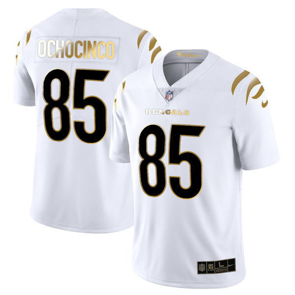 Chad Johnson Men's Cincinnati Bengals Player Vapor Limited White Gold Jersey - All Stitched