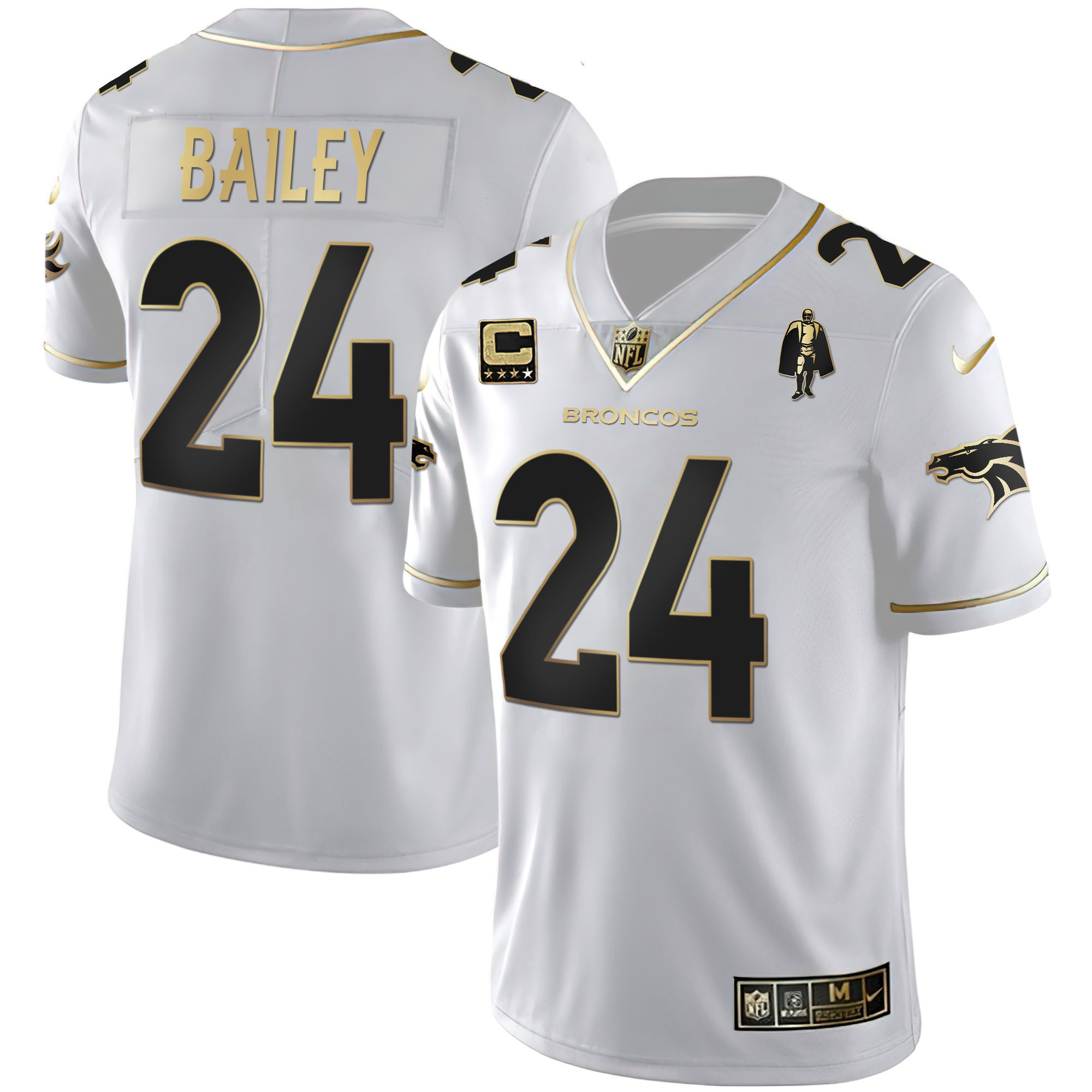 Champ Bailey Women's Denver Broncos White Gold and Black Gold White Gold Jersey - All Stitched