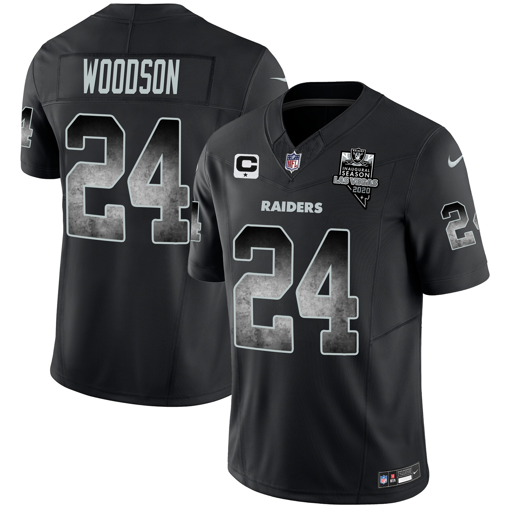 Charles Woodson Men's Las Vegas Raiders Arch Smoke Vapor Black Jersey - All Stitched