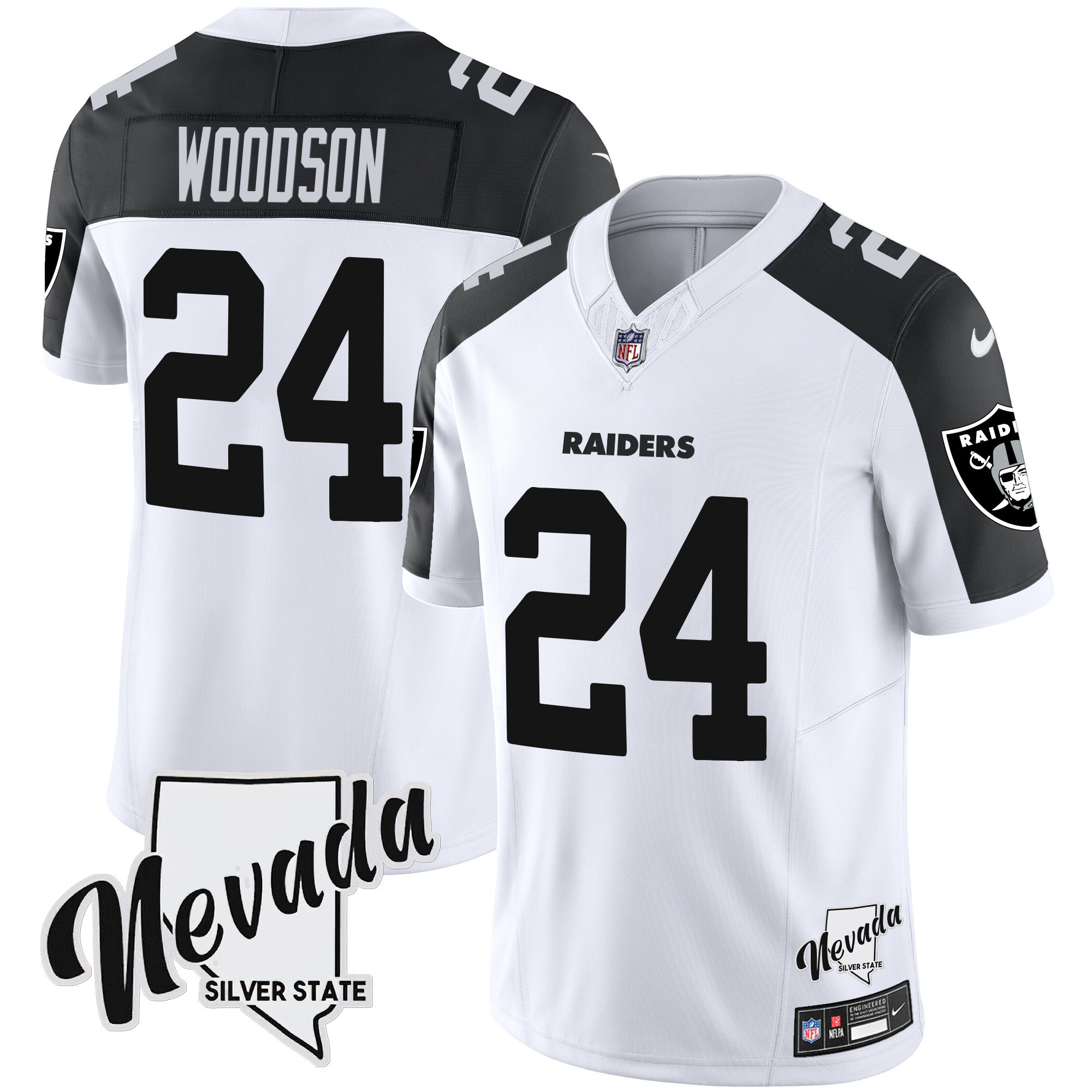 Charles Woodson Men's Las Vegas Raiders Nevada Silver State Patch Vapor Inverted Jersey - All Stitched
