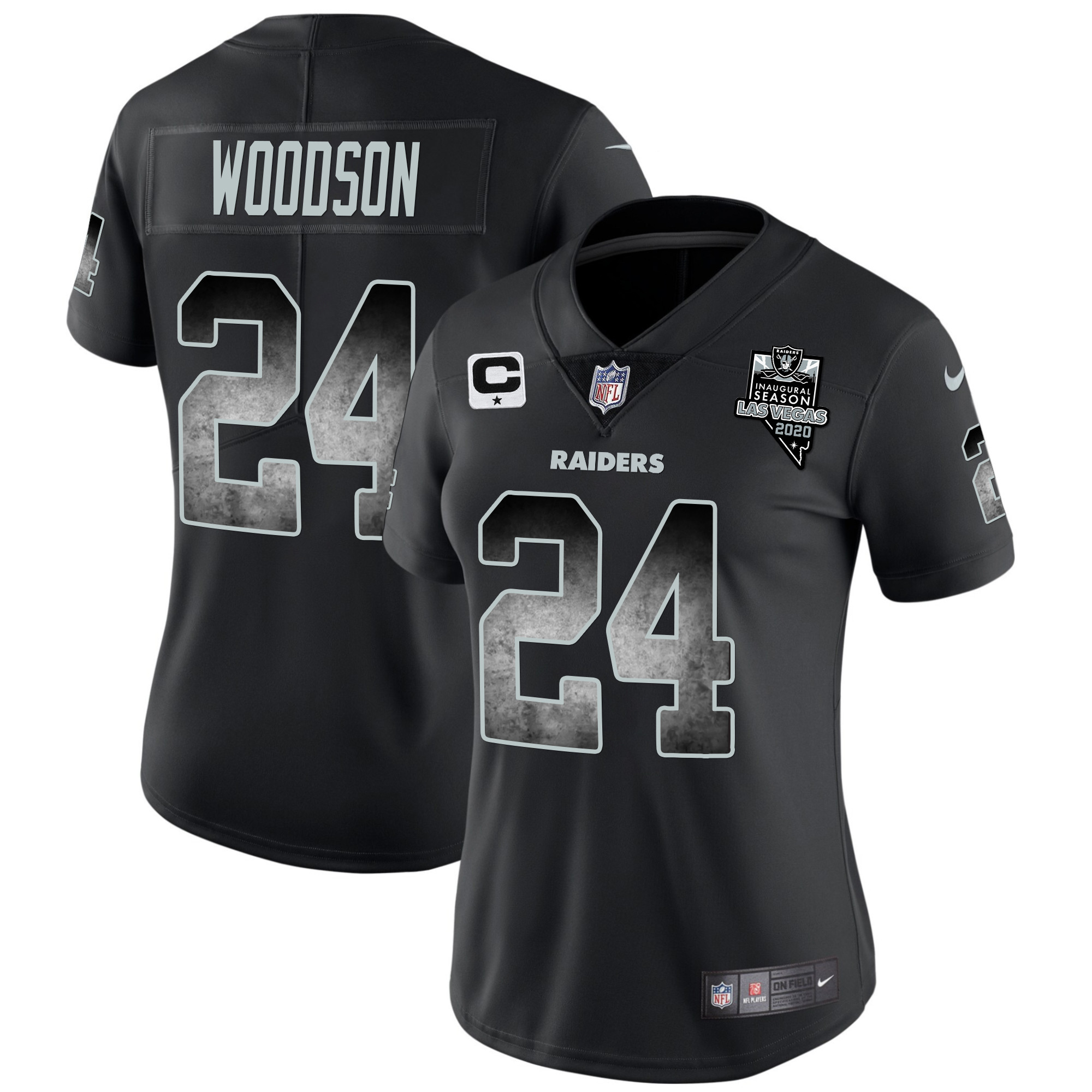 Charles Woodson Women's Las Vegas Raiders Arch Smoke Vapor Black Jersey - All Stitched