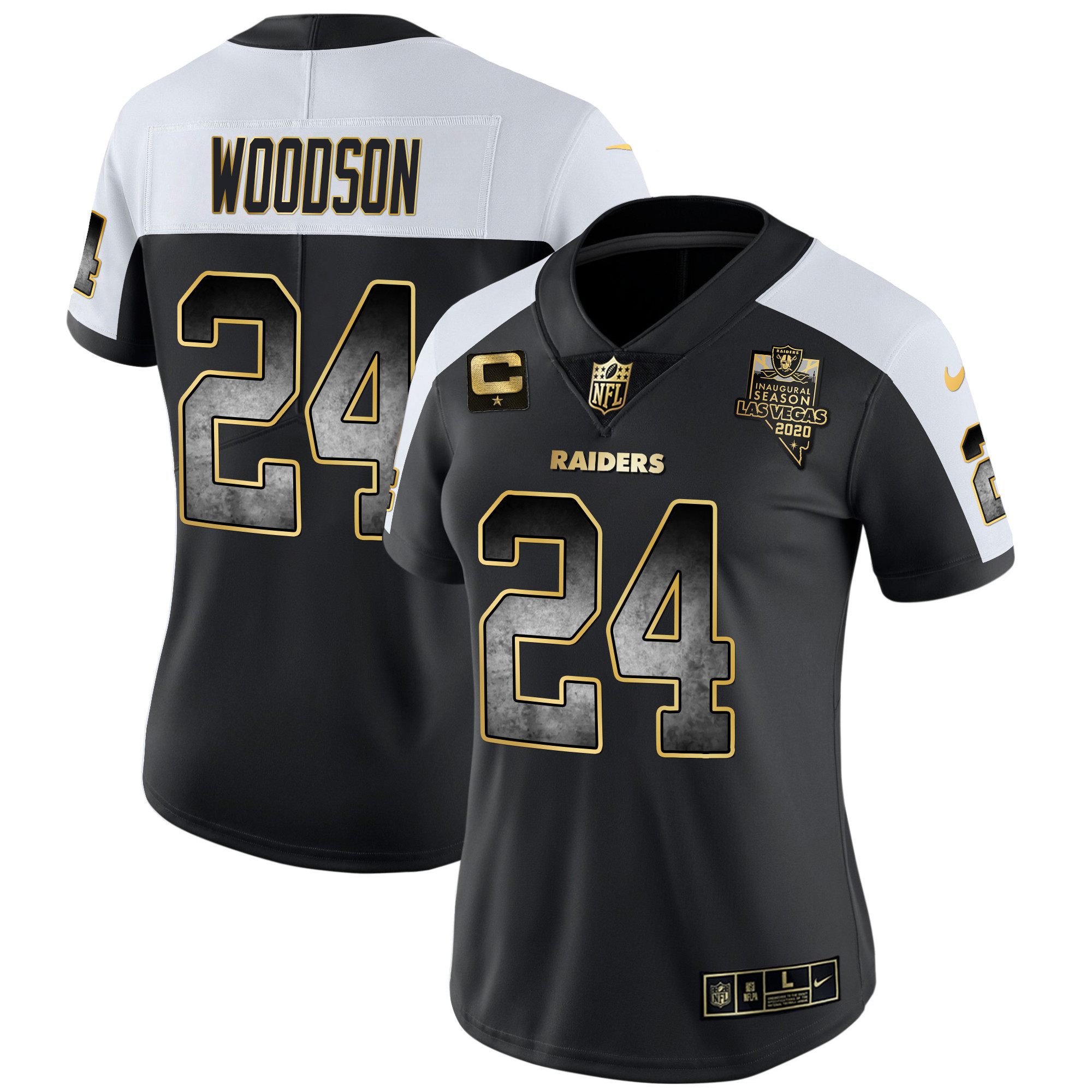 Charles Woodson Women's Las Vegas Raiders Gold Arch Smoke Vapor Alternate Jersey - All Stitched