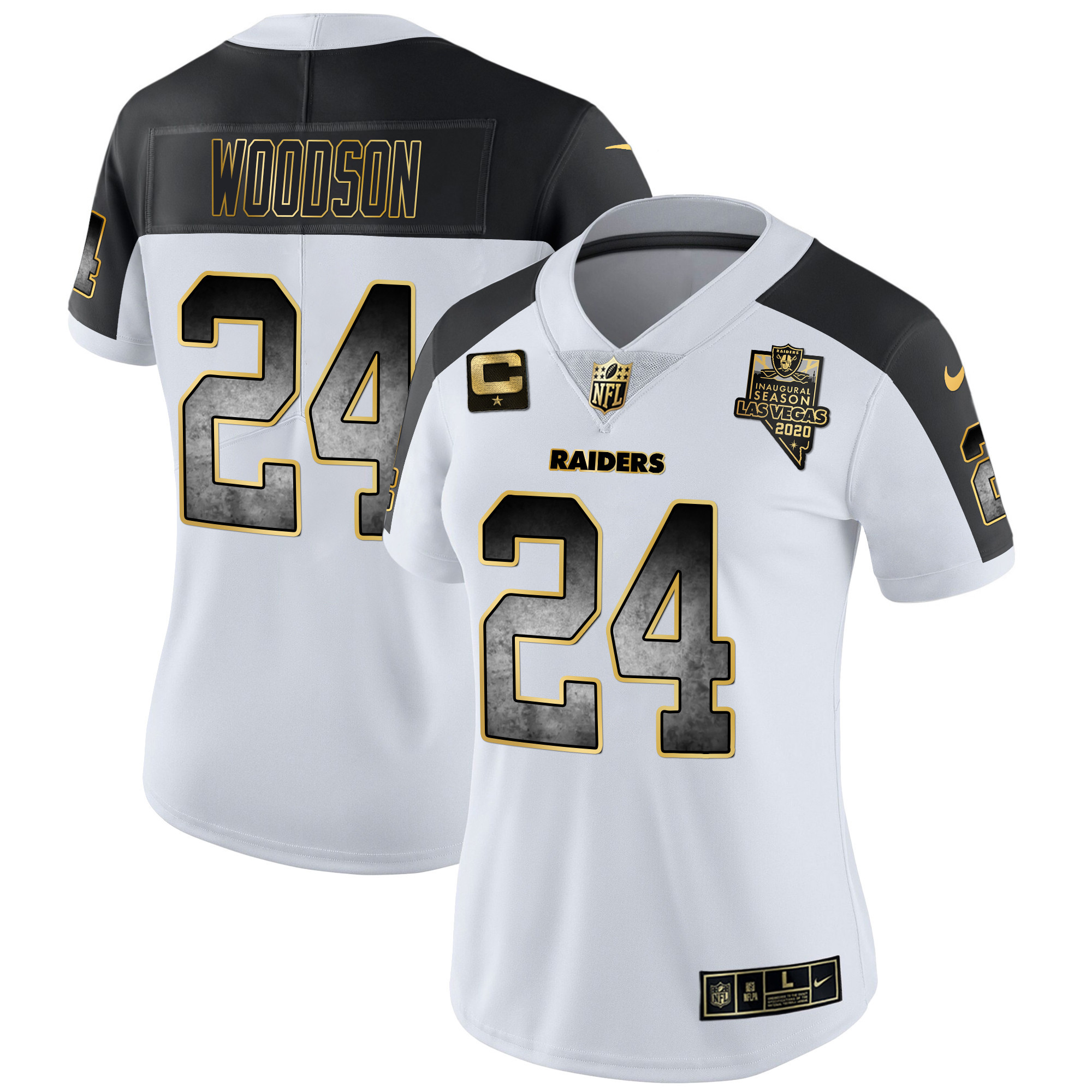 Charles Woodson Women's Las Vegas Raiders Gold Arch Smoke Vapor Inverted Jersey - All Stitched