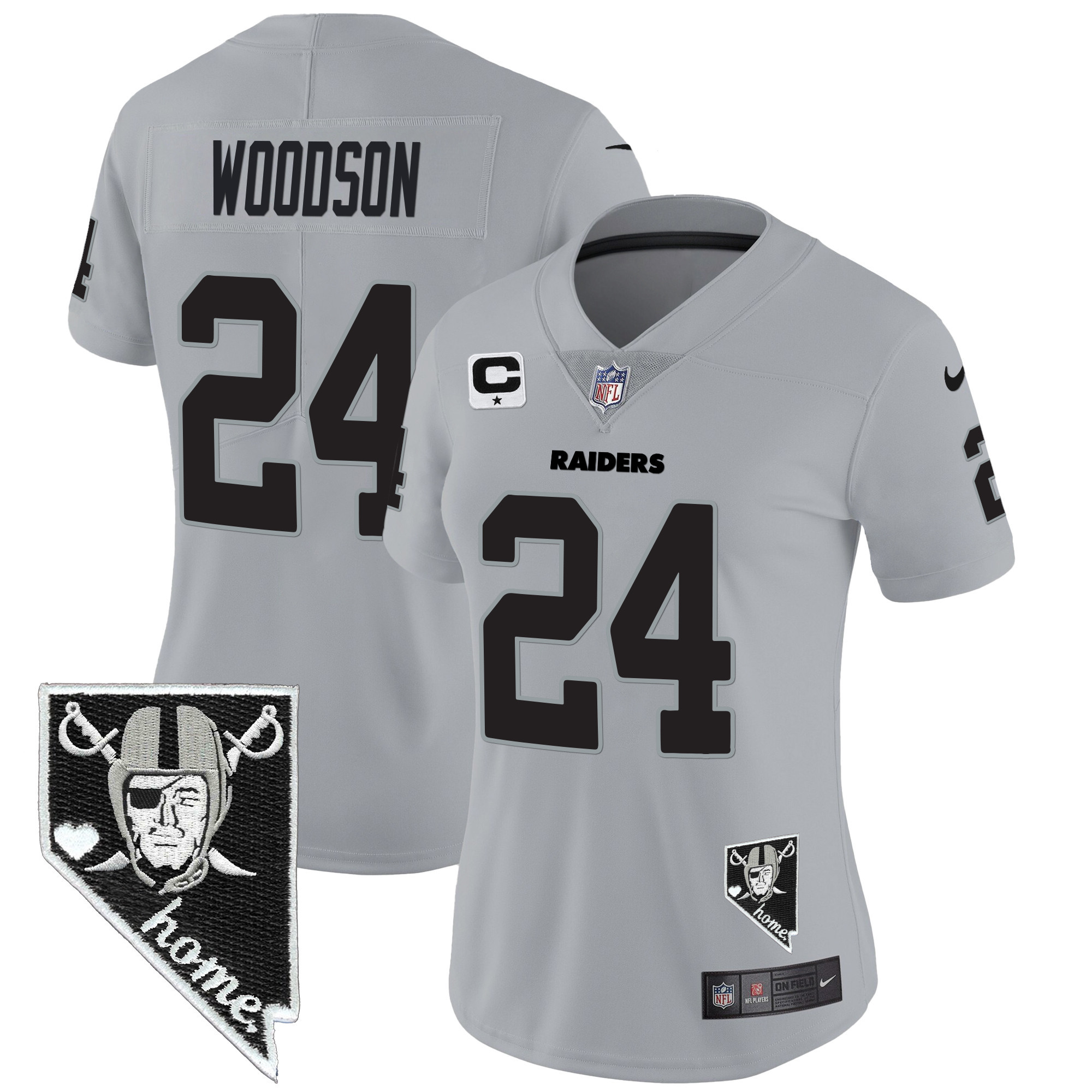 Charles Woodson Women's Las Vegas Raiders Nevada Home Patch Vapor Gray Jersey - All Stitched