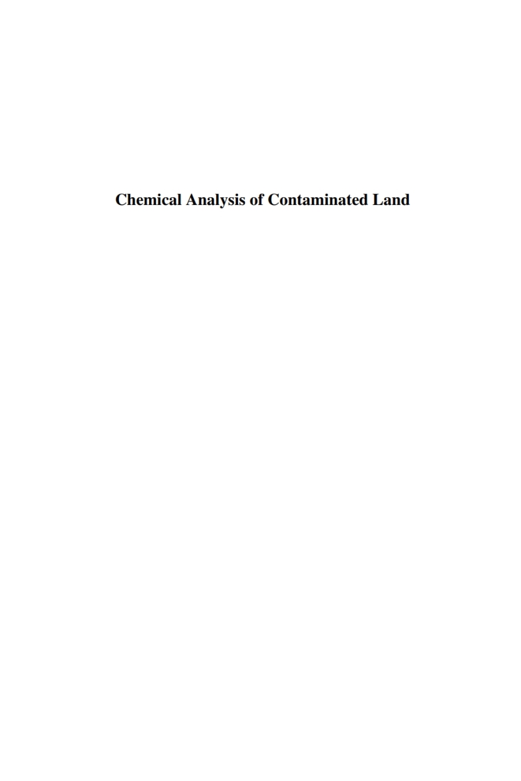 Chemical Analysis of Contaminated Land 1st Edition â€“ PDF/EPUB Version Downloadable