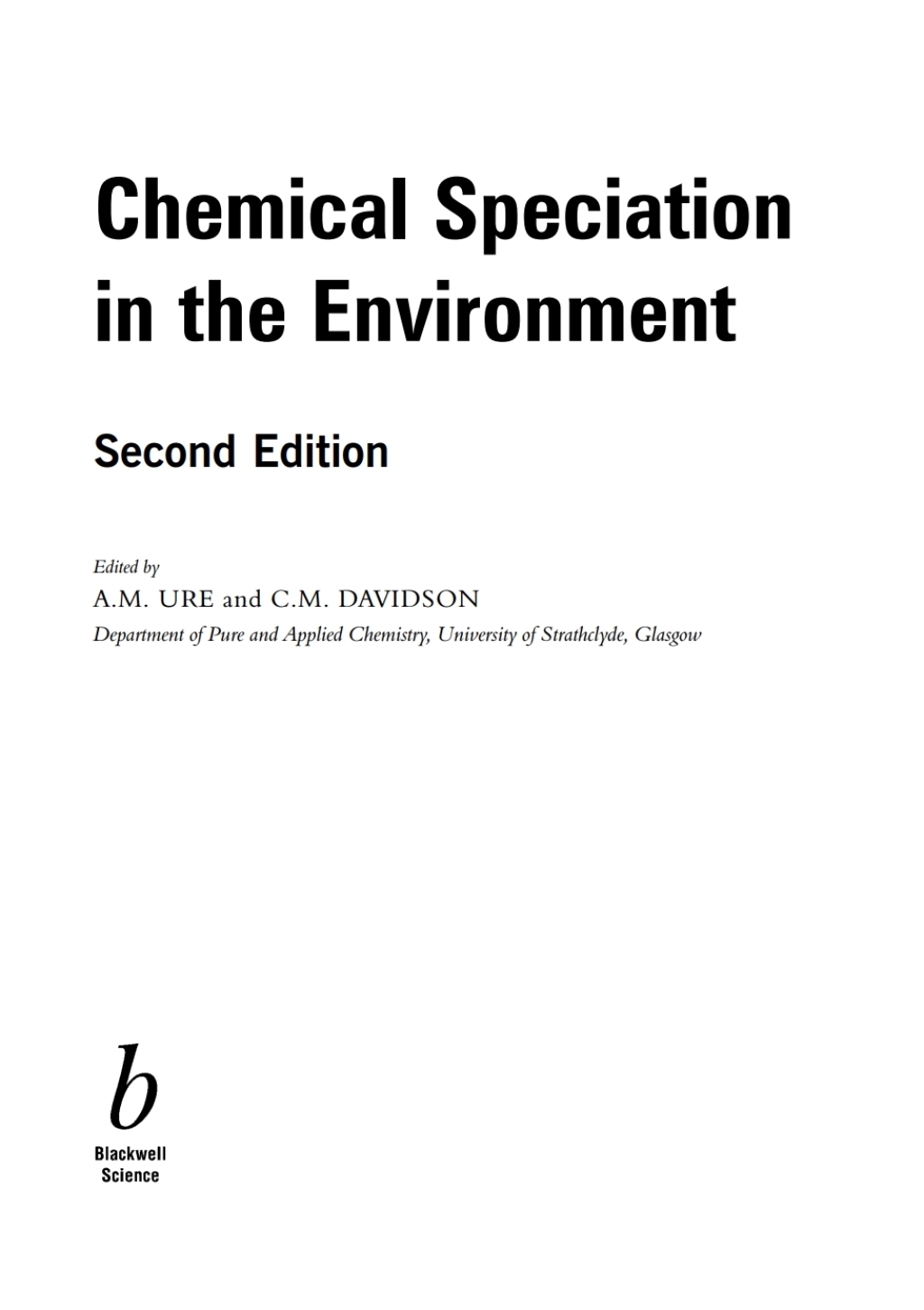 Chemical Speciation in the Environment 2nd Edition â€“ PDF/EPUB Version Downloadable