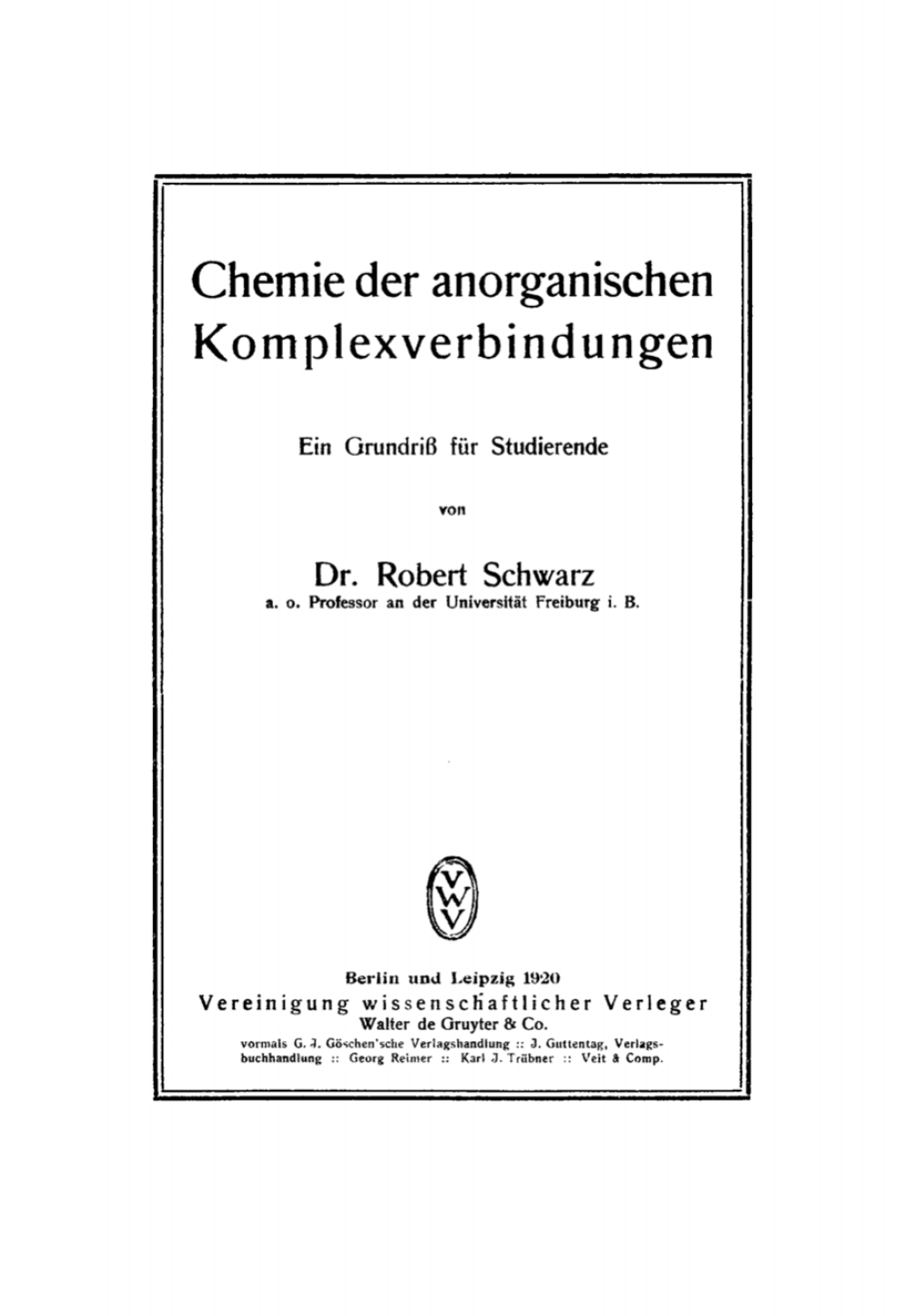 Chemie der anorganischen Komplexverbindungen Ein GrundriÃŸ fÃ¼r Studierende 1st Edition â€“ PDF/EPUB Version Downloadable