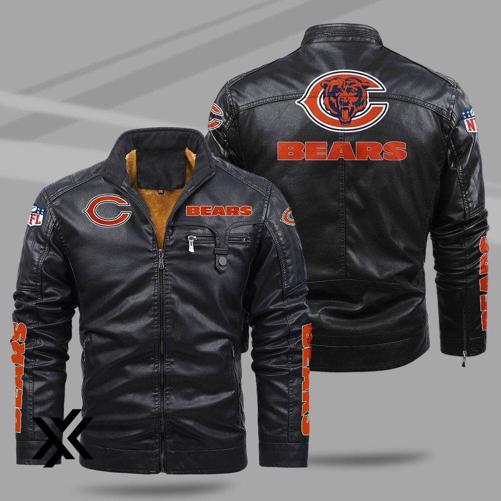 Chicago Bears Fleece Lined Leather Jacket