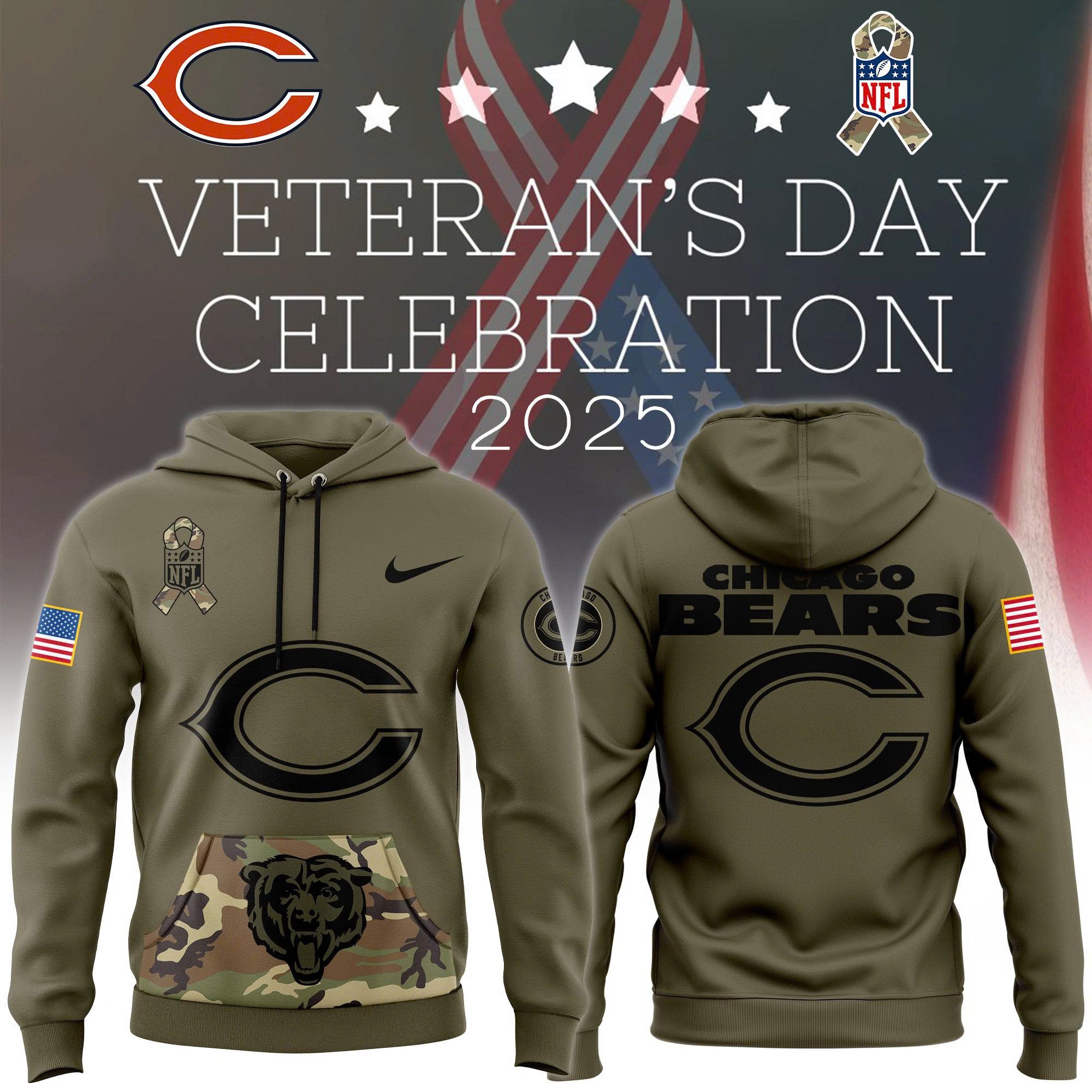Chicago Bears Mens Veterans Day Commemorative Hoodie