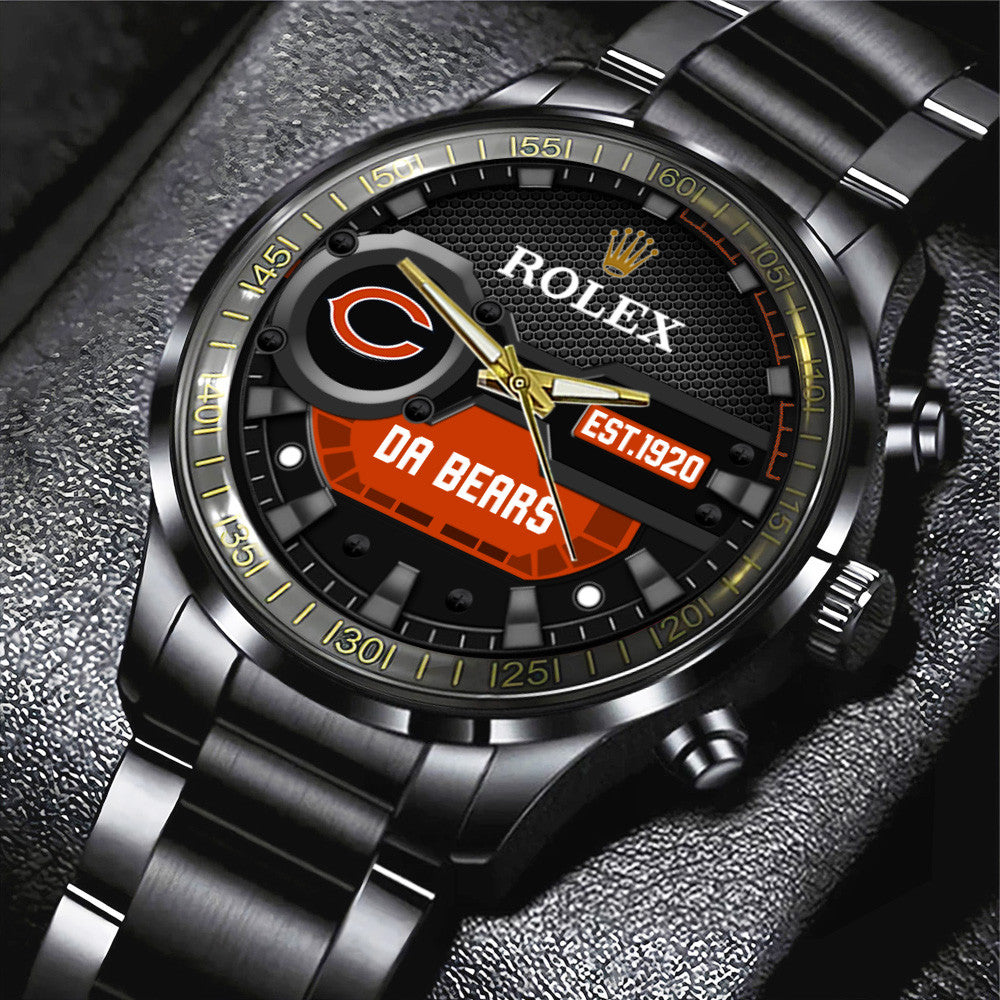 Chicago Bears Rolex Black Stainless Steel Watch