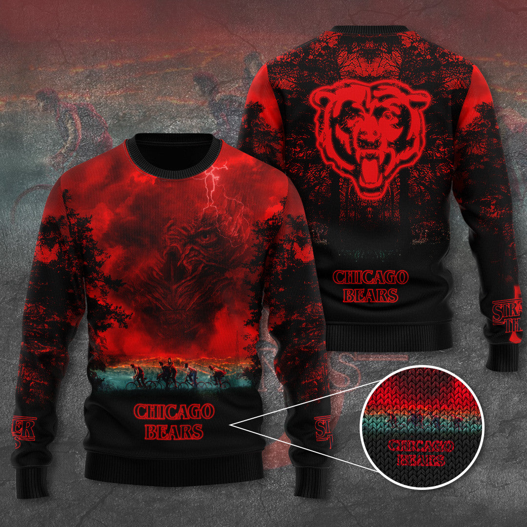 Chicago Bears Stranger Things Ugly Holiday Sweater