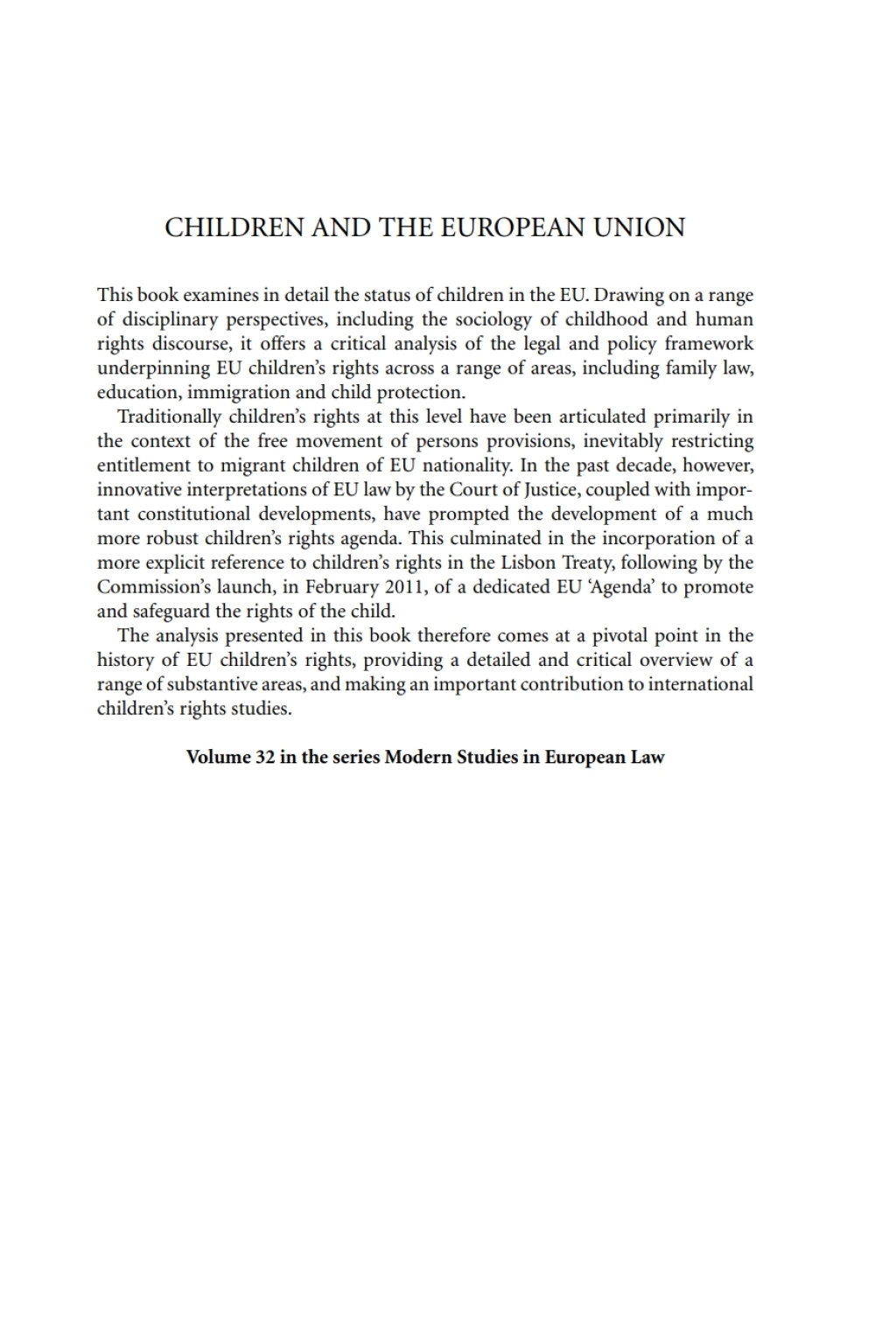 Children and the European Union Rights, Welfare and Accountability 1st Edition â€“ PDF/EPUB Version Downloadable