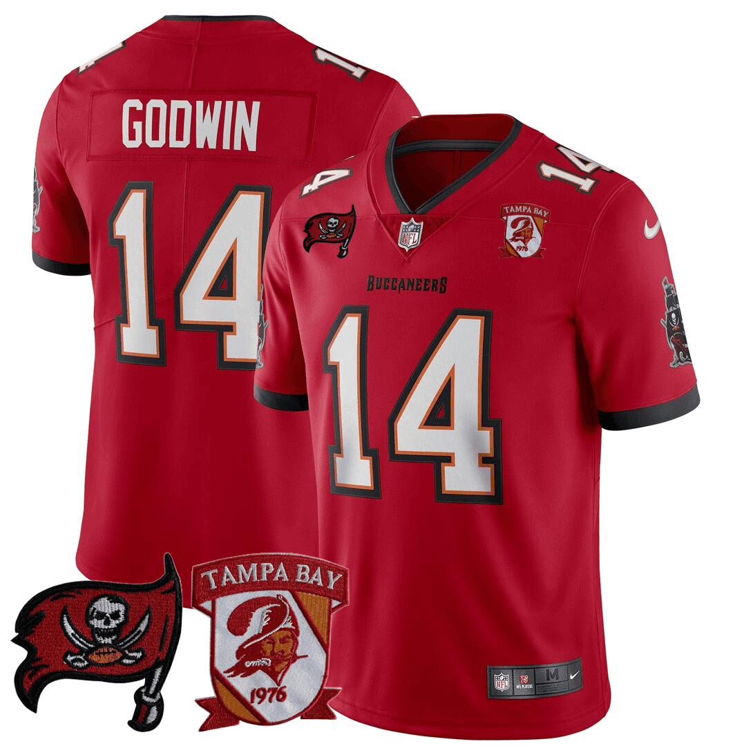 Chris Godwin MenÃ¢â‚¬â„¢s Tampa Bay Buccaneers Logo Patch Red Jersey - All Stitched
