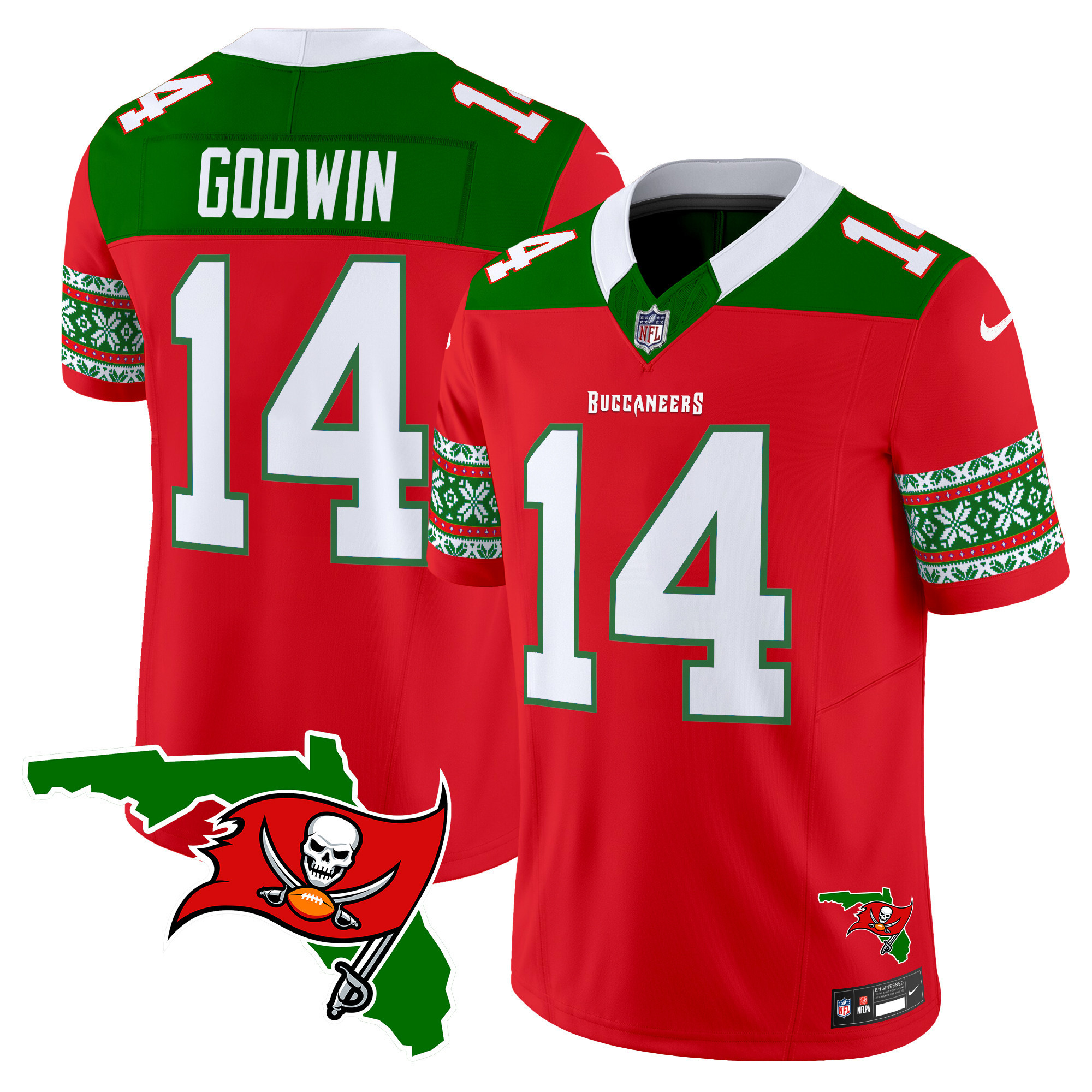 Chris Godwin Men's Tampa Bay Buccaneers 2024 Christmas Vapor Limited Red Jersey - All Stitched