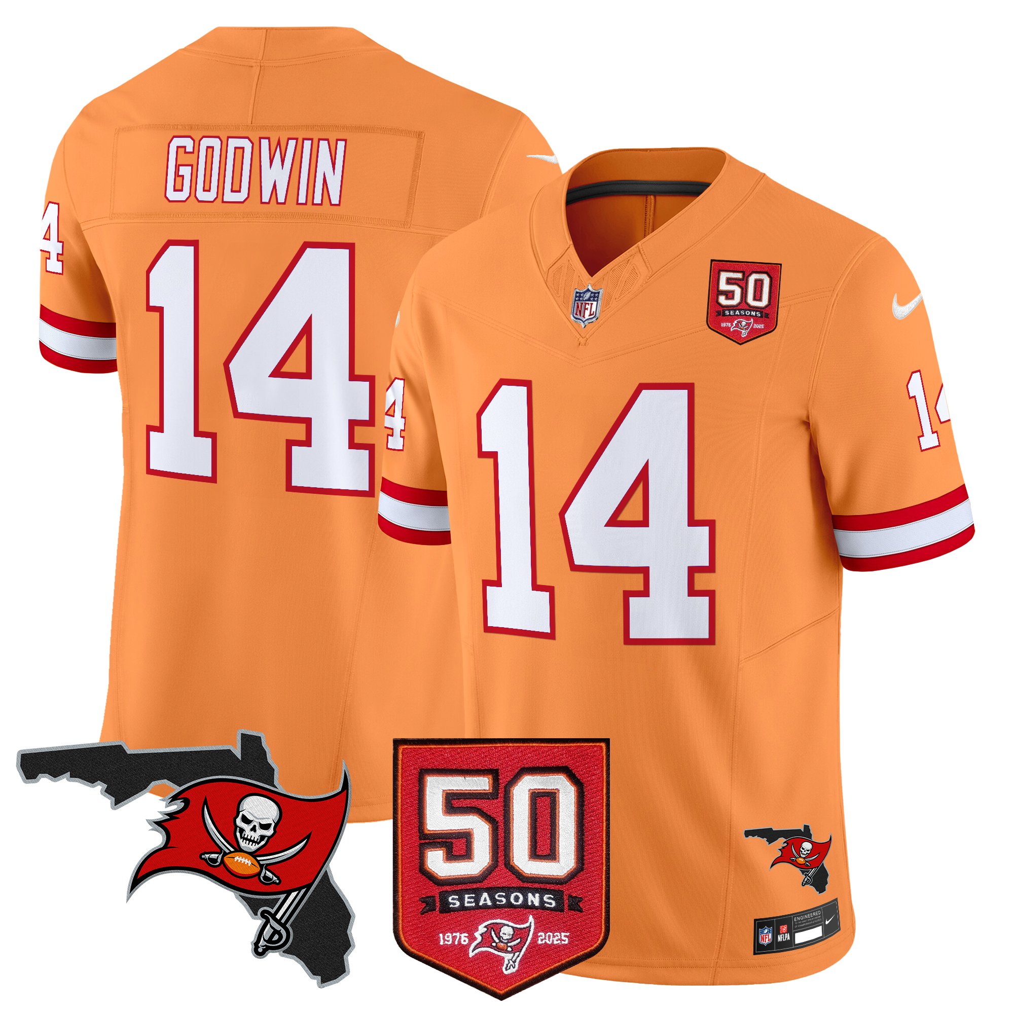 Chris Godwin Men's Tampa Bay Buccaneers 50th Season Patch Vapor Limited Creamsicle Jersey - All Stitched