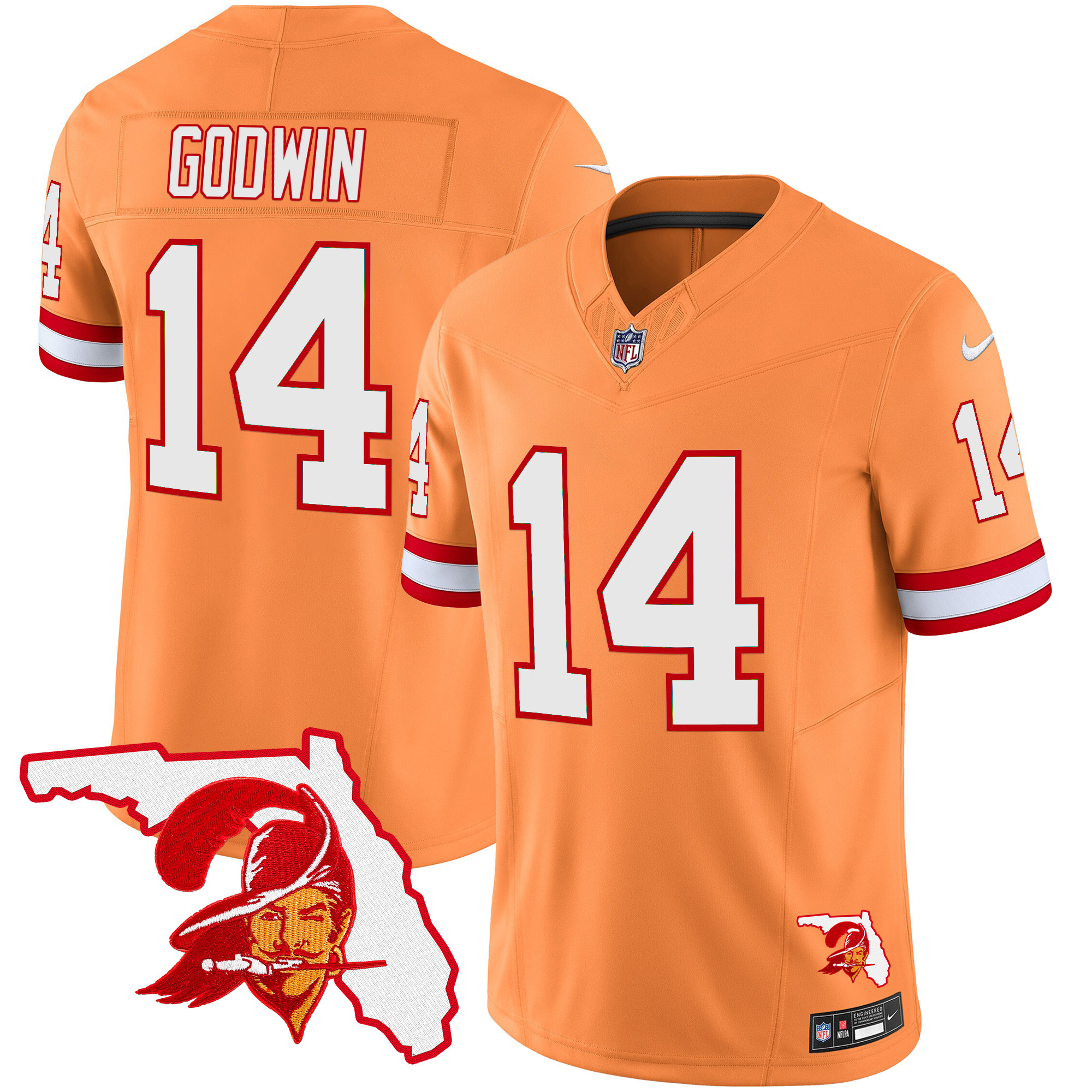 Chris Godwin Men's Tampa Bay Buccaneers Florida Patch Vapor Limited Creamsicle Jersey - All Stitched