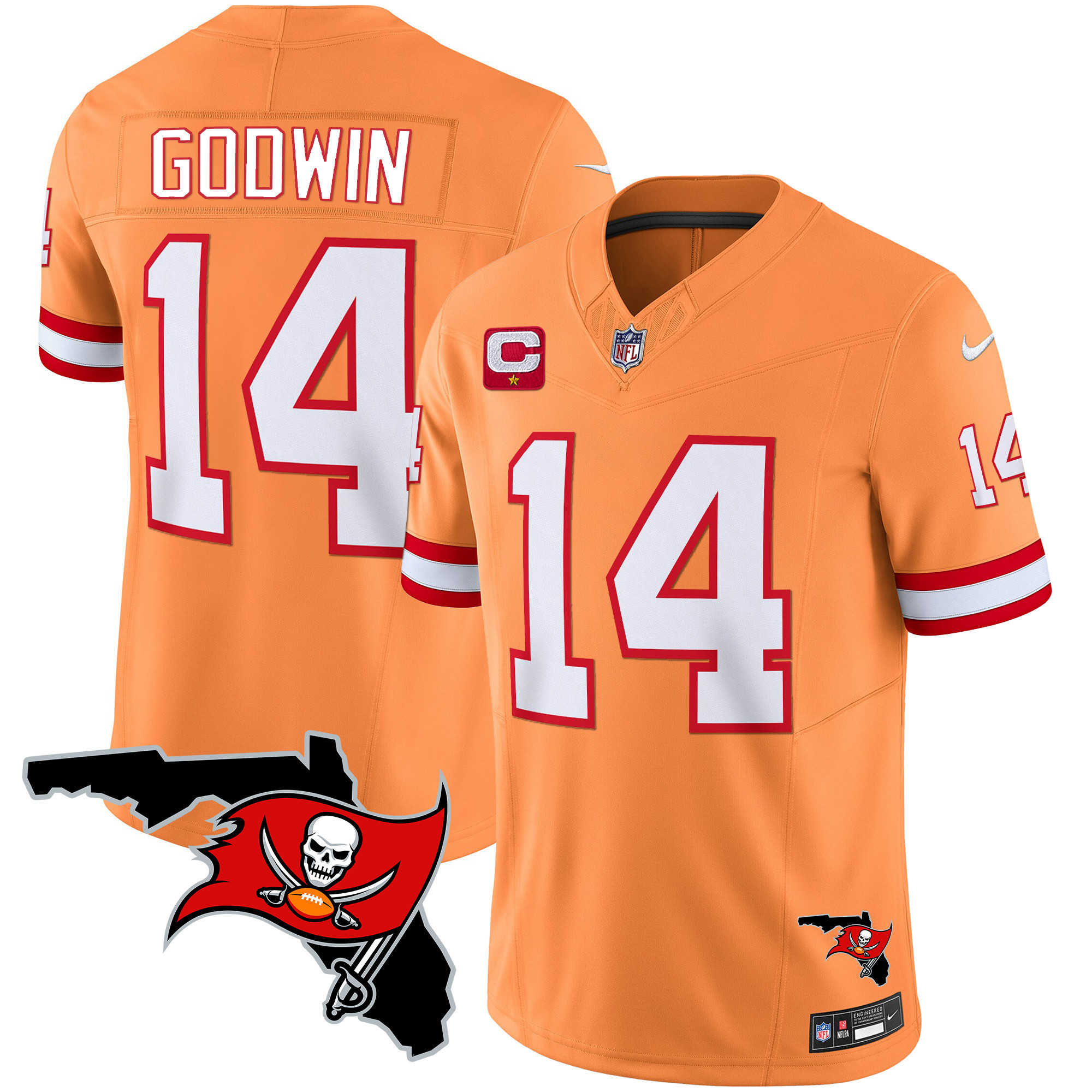 Chris Godwin Men's Tampa Bay Buccaneers Florida Patch Vapor Limited Orange Jersey - All Stitched